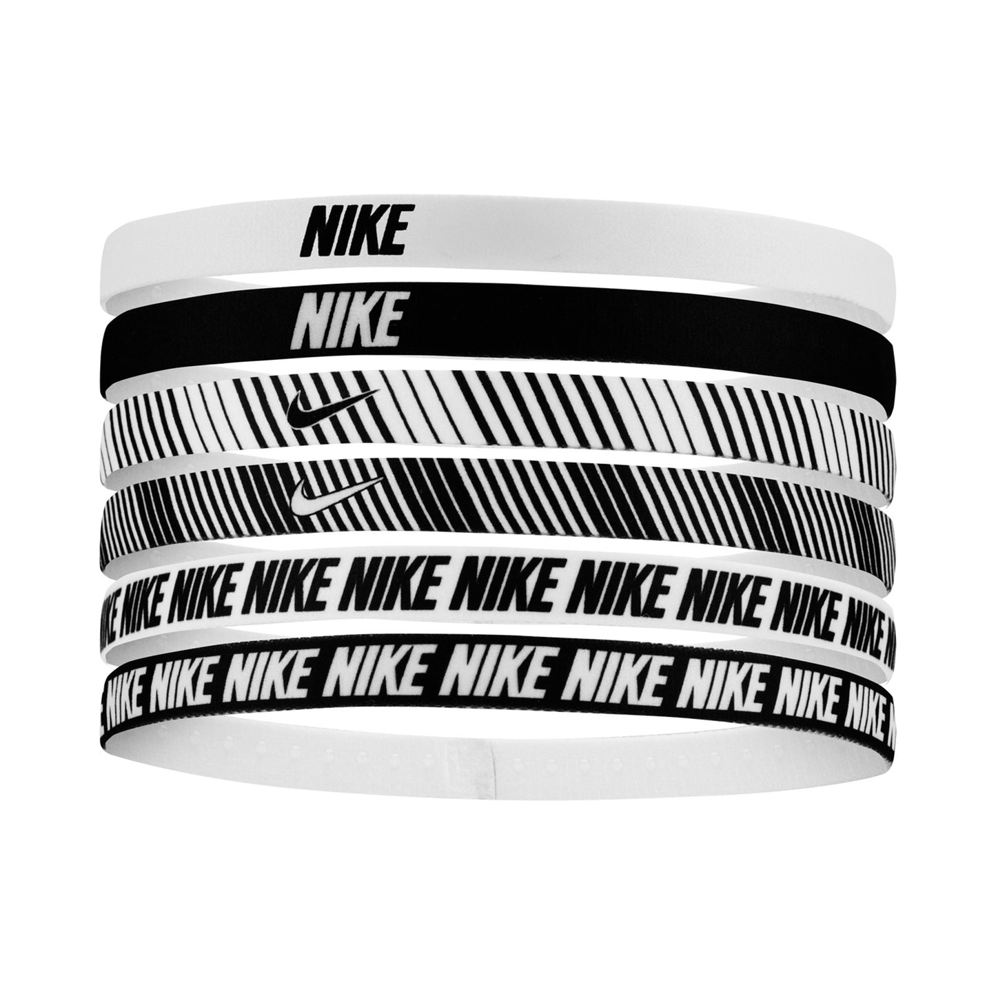 Nike Nike Flex Classic Printed Cinta Para El Pelo Pack De 6-Blanco,Negro Nike Nike Flex Classic Printed Cinta Para El Pelo Pack De 6-Blanco,Negro