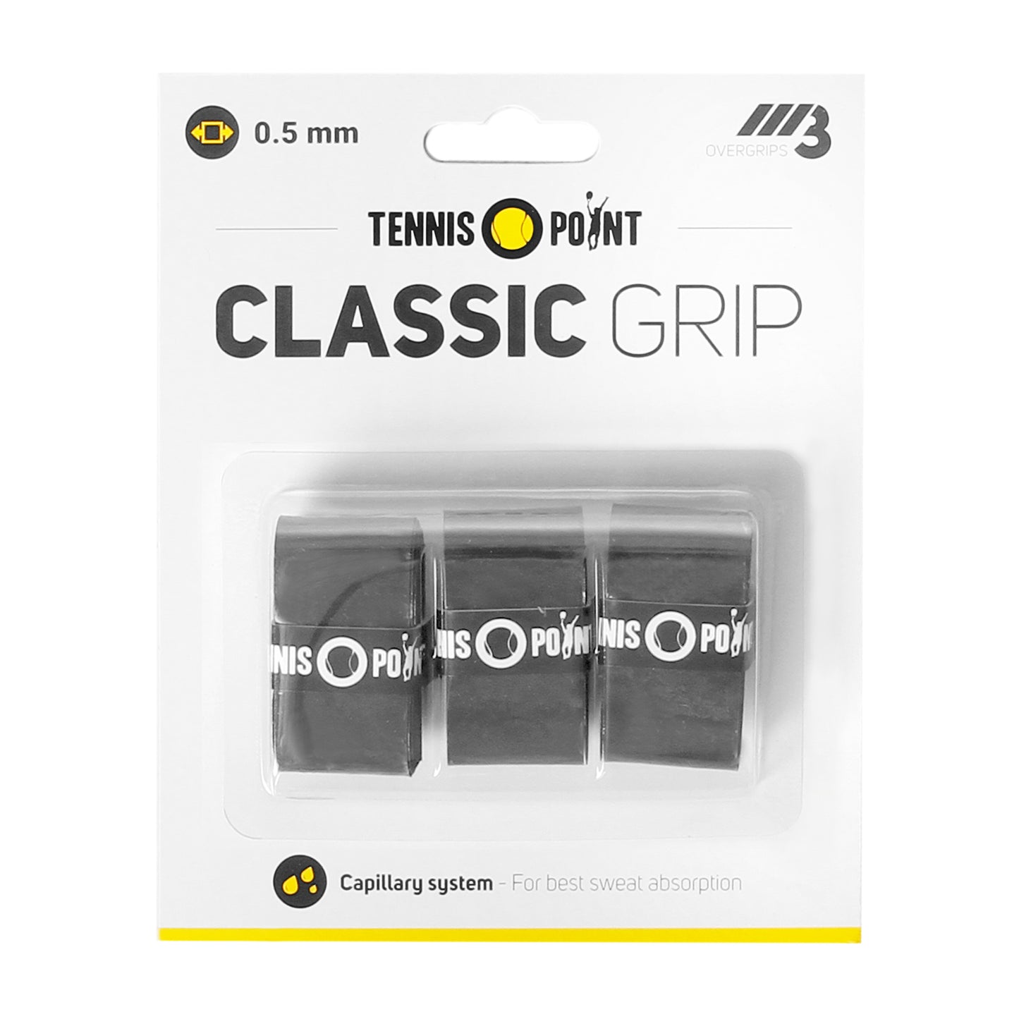 Tennis-Point Classic Grip Pack de 3 - negro Tennis-Point Classic Grip Pack de 3 - negro
