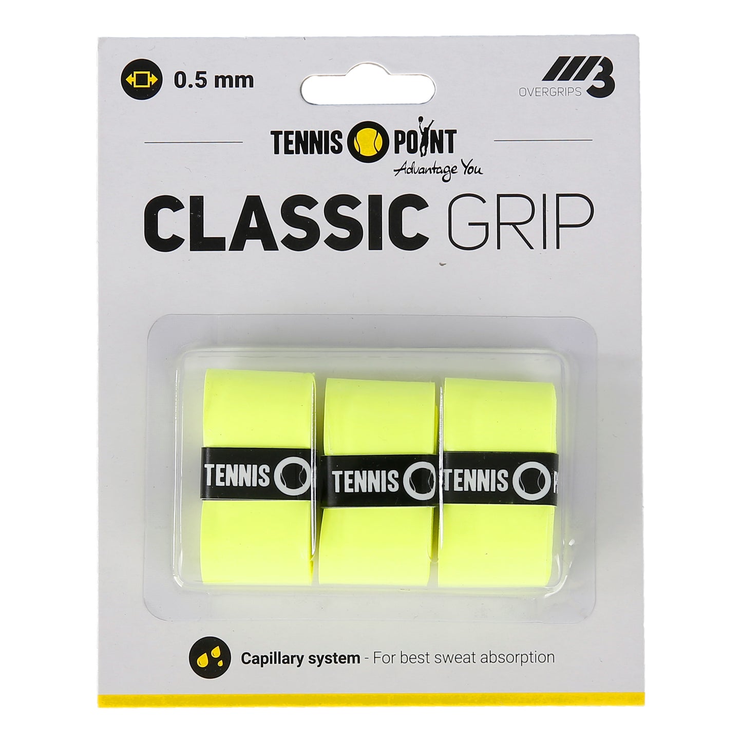 Tennis-Point Classic Grip Pack de 3 - amarillo Tennis-Point Classic Grip Pack de 3 - amarillo