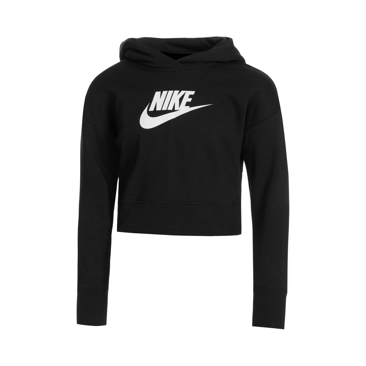 Nike French Terry Club Cropped Sudadera con capucha Chicas - negro, blanco