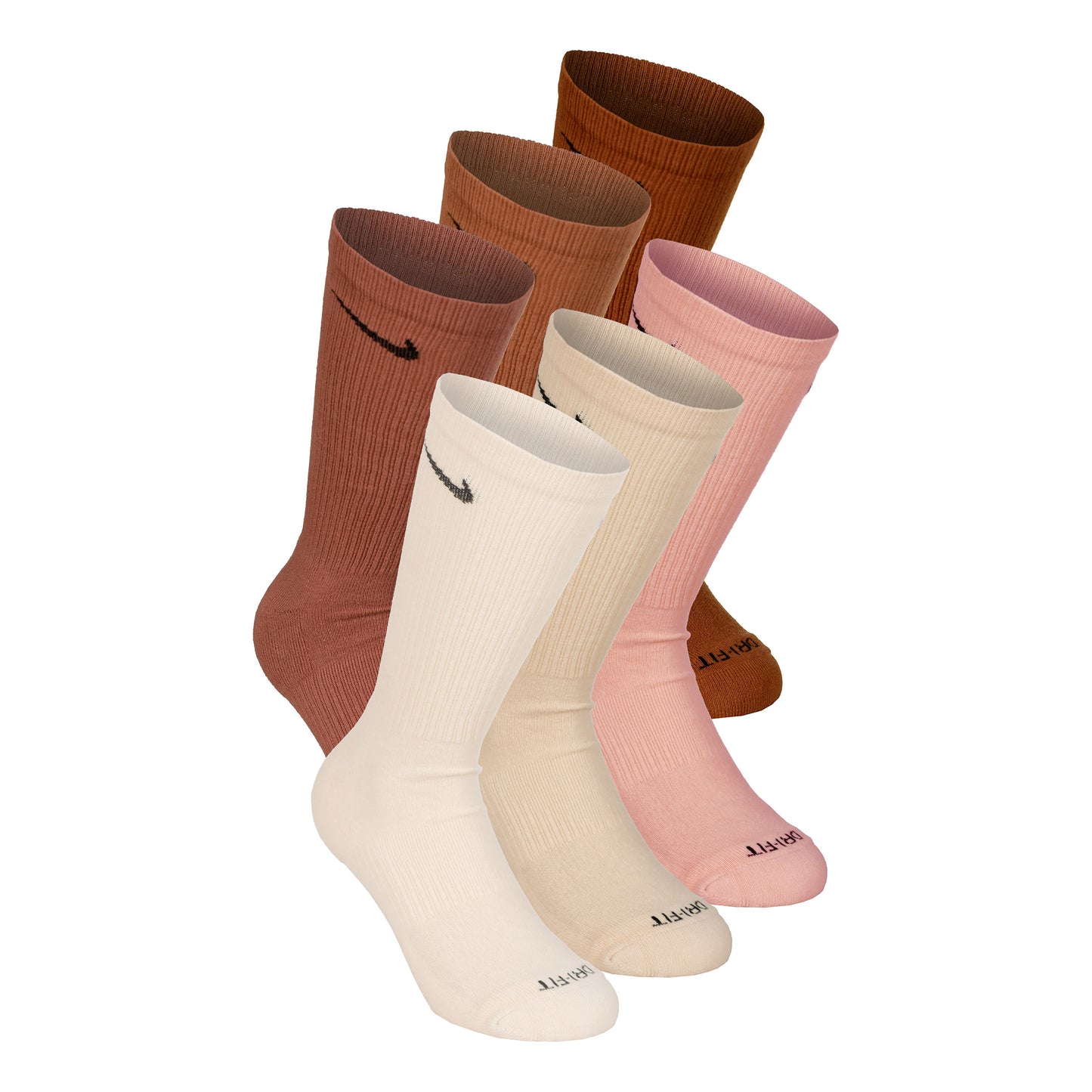 Nike Everyday Plus Cushioned Crew Calcetines de deporte Pack de 6 Hombres - marrón, crema