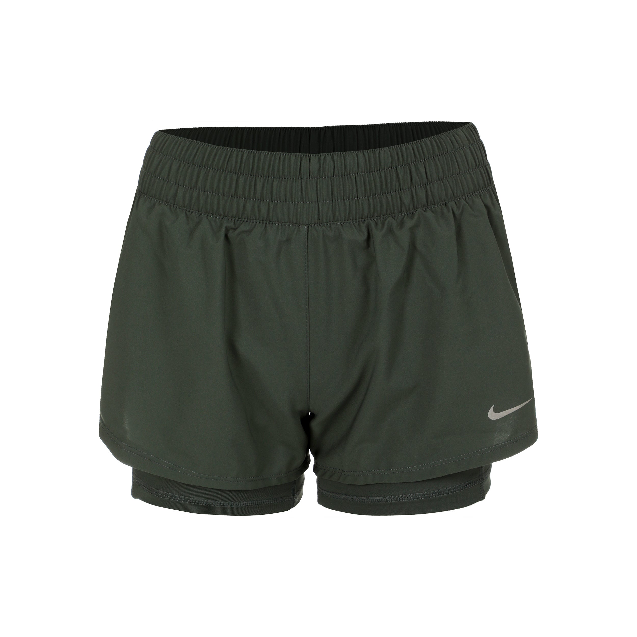Nike Dri-Fit One Mid Rise 2in1 3in Shorts Mujeres - verde, plateado