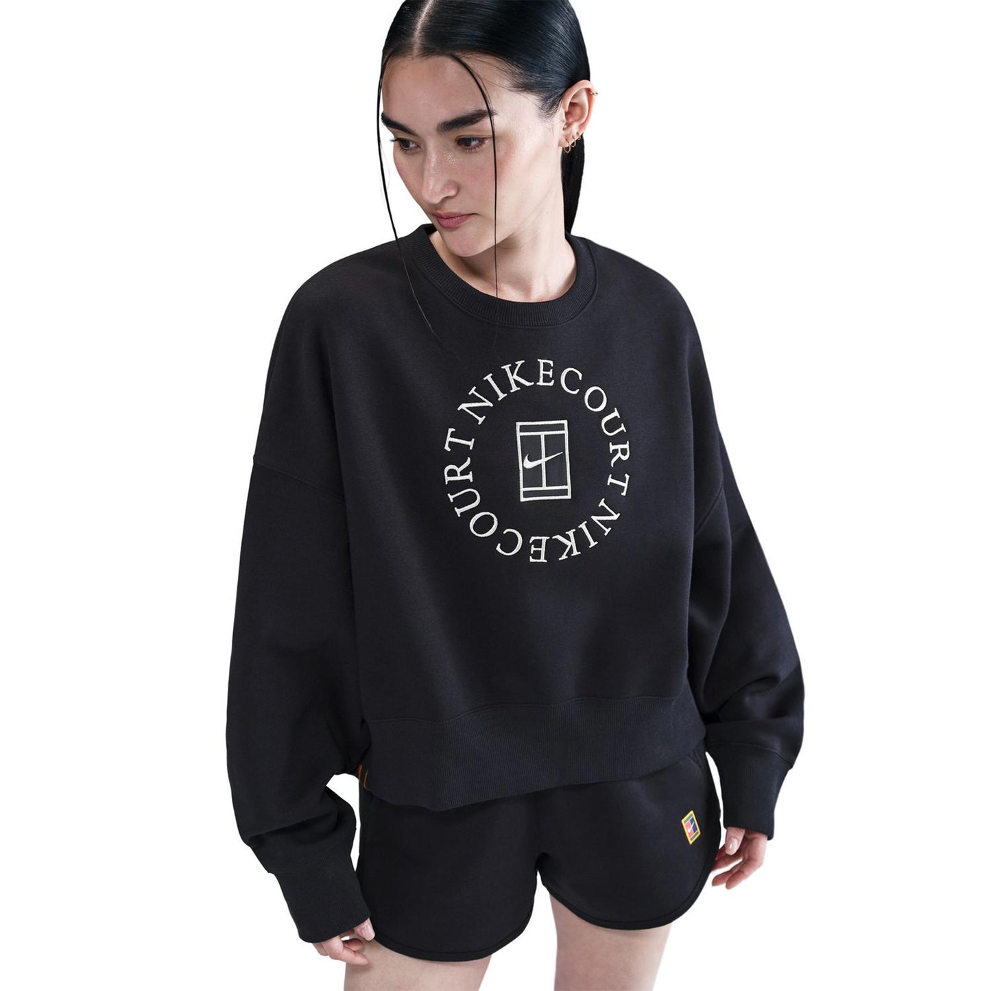 Nike Court Phoenix Over-Oversized Crew Heritage Sudadera Mujeres-Negro