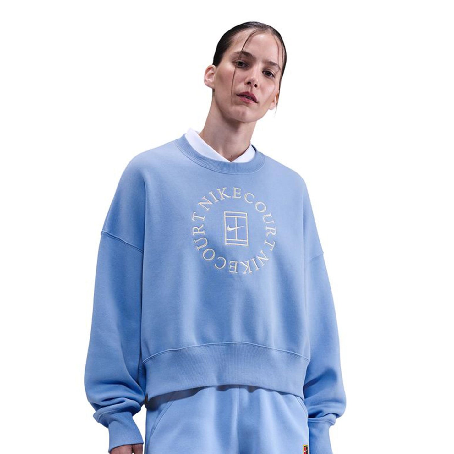 Nike Court Phoenix Over-Oversized Crew Heritage Sudadera Mujeres-Azul