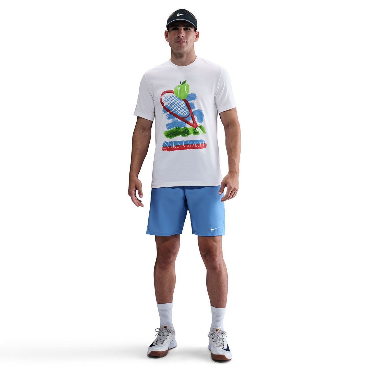 Nike Court Camiseta De Manga Corta Hombres-Blanco,Multicolor