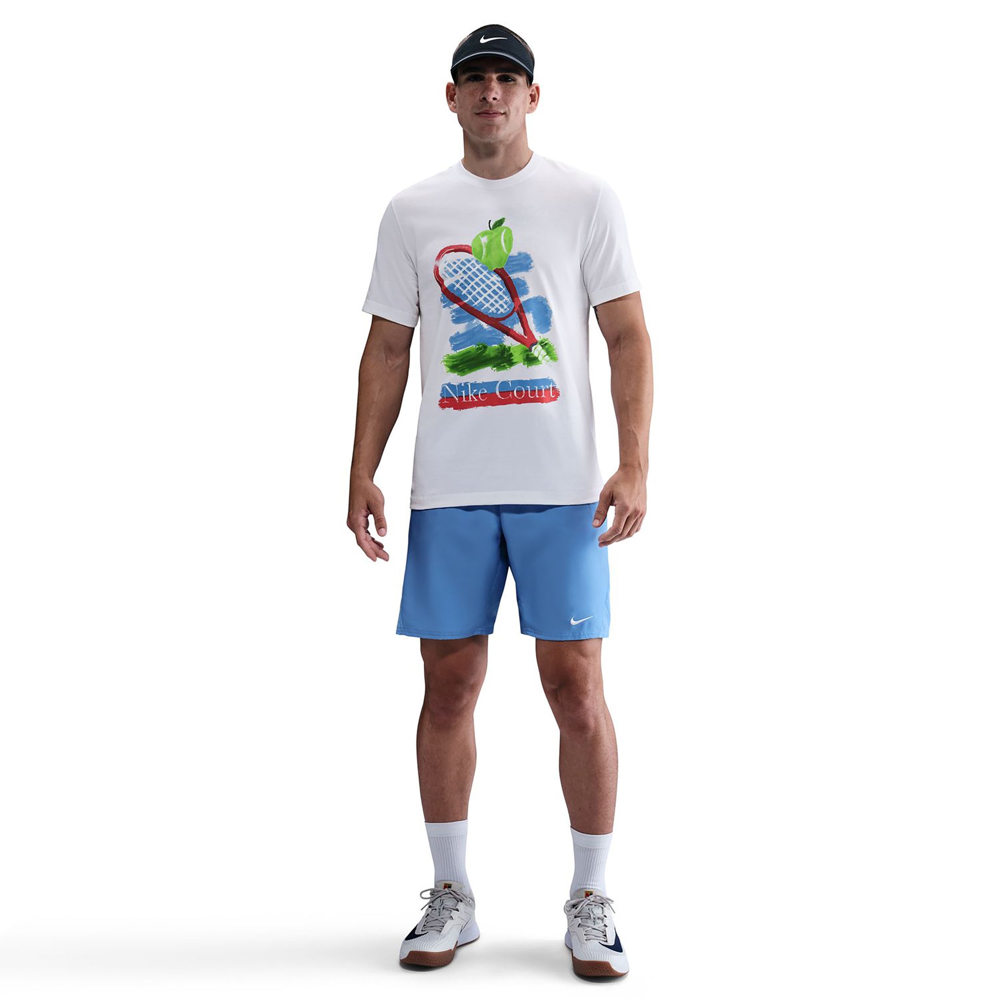 Nike Court Camiseta De Manga Corta Hombres-Blanco,Multicolor
