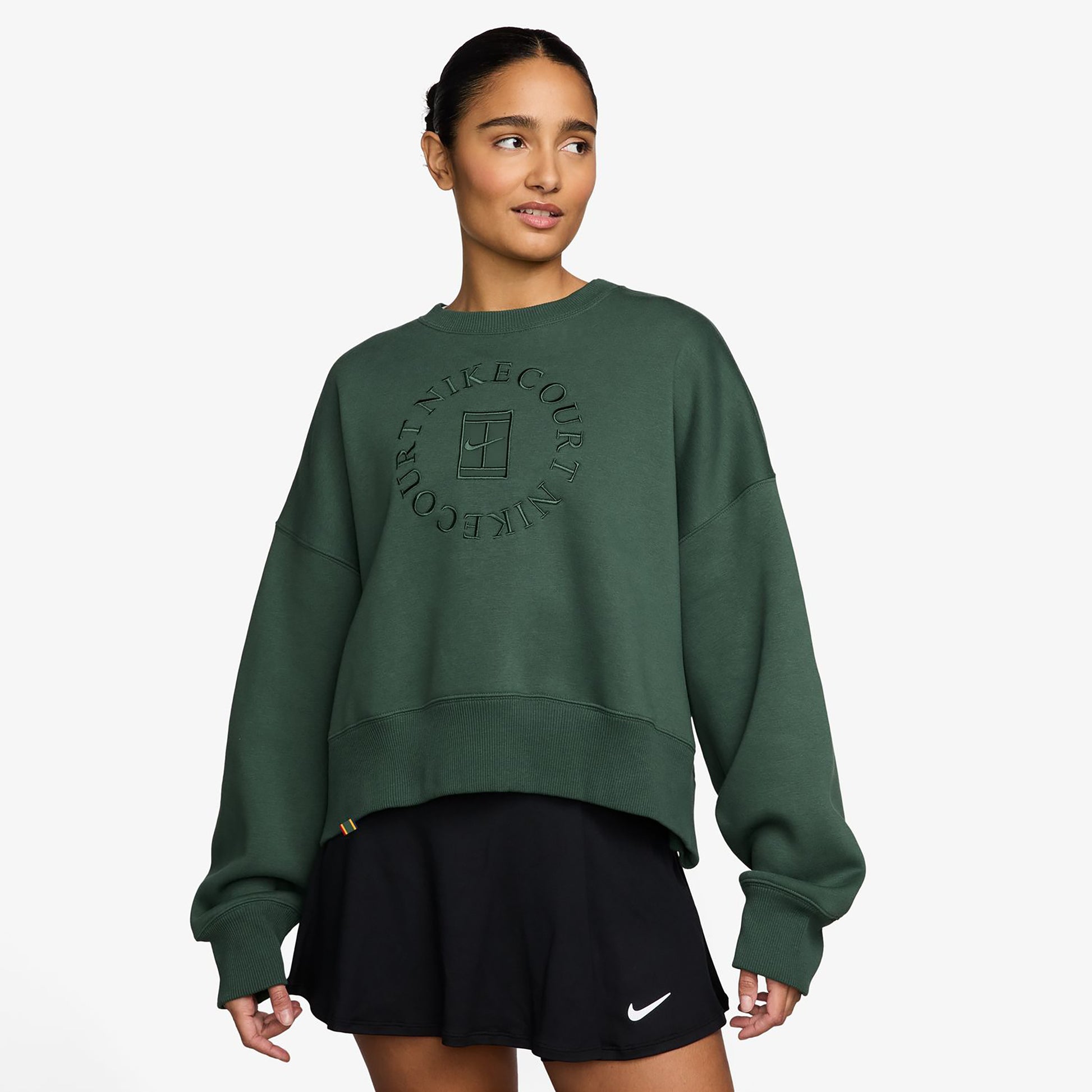 Nike Court Phoenix Over-Oversized Crew Heritage Sudadera Mujeres-verde oscuro