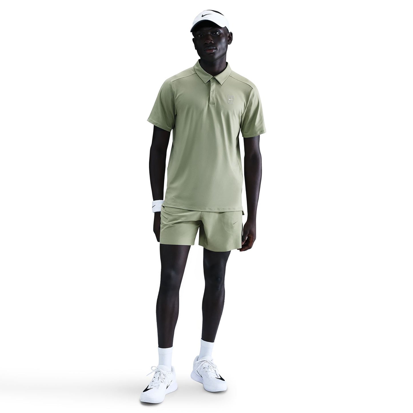 Nike Court Dri-FIT Advantage Polo Hombres - oliva, blanco