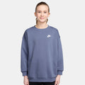 Sportswear Club Fleece Oversized Crew Sudadera Chicas - azul-gris, blanco