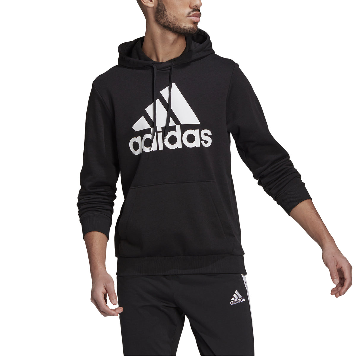 adidas Big Logo French Terry Sudadera con capucha Hombres-negro, blanco