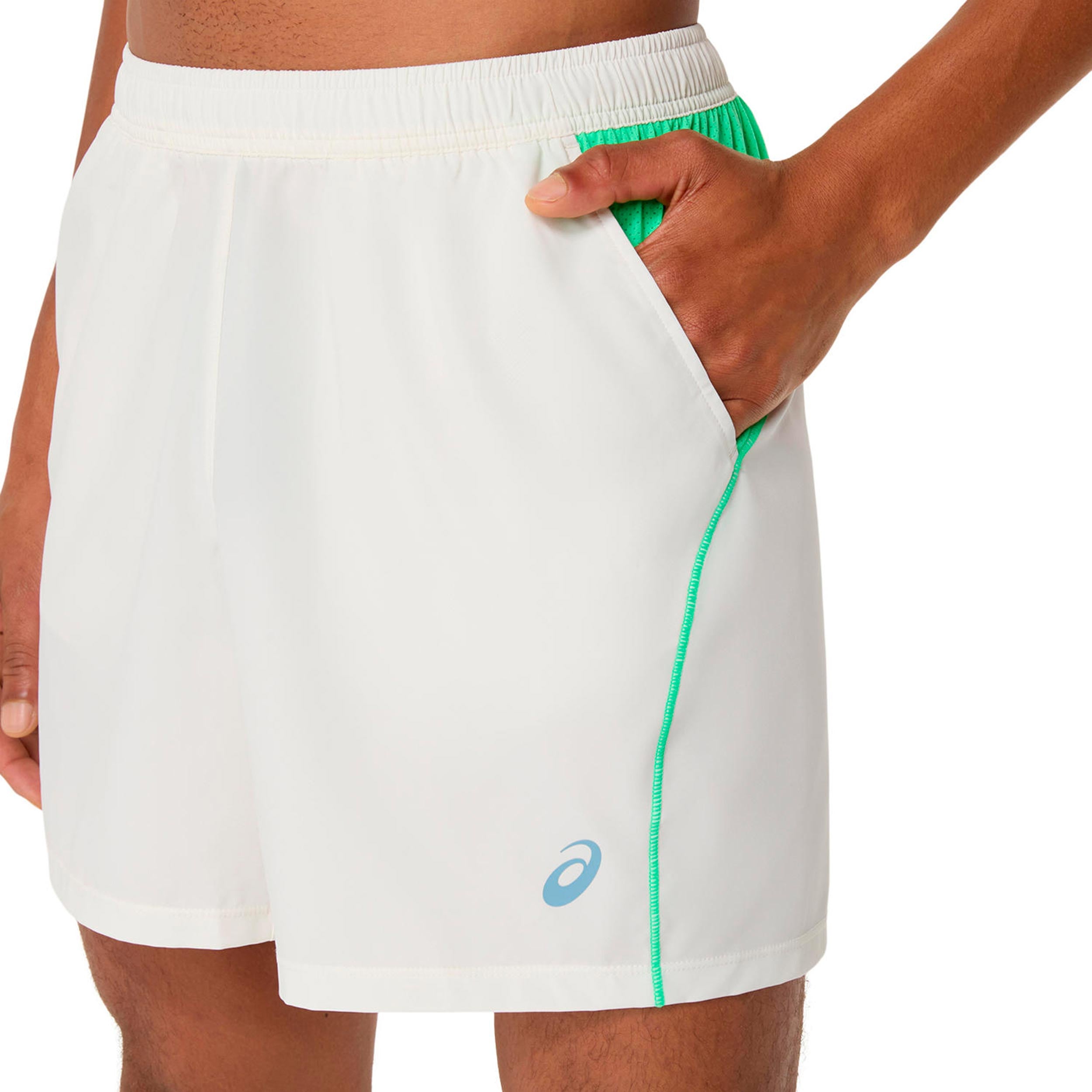 ASICS Court 7in Shorts Hombres - crema, verde