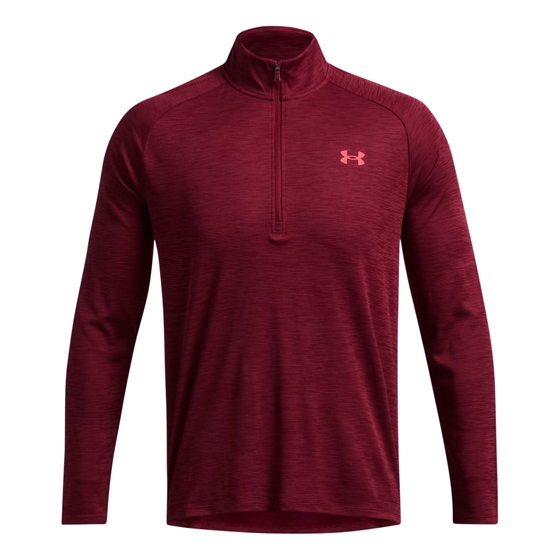 Under Armour Tech Textured Half-Zip Camiseta de manga larga Hombres - rojo vino,