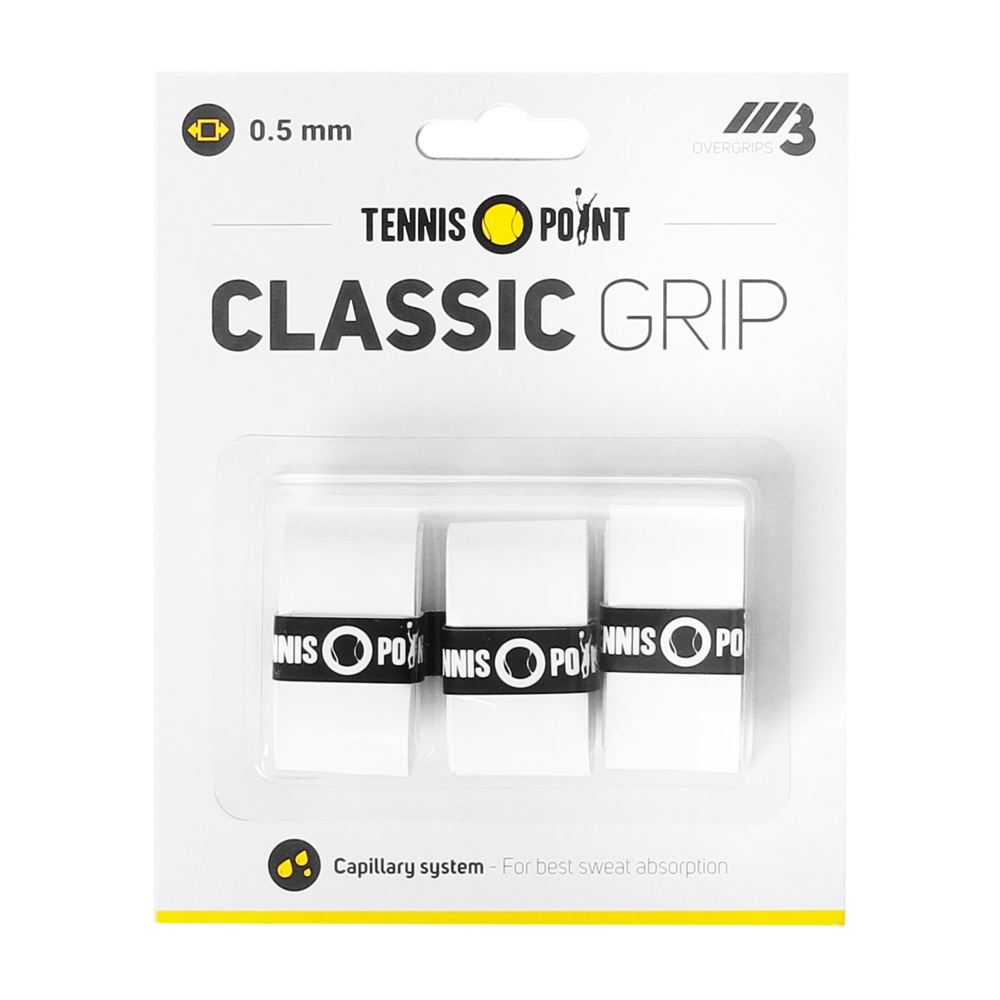Tennis-Point Classic Grip Pack de 3 - blanco