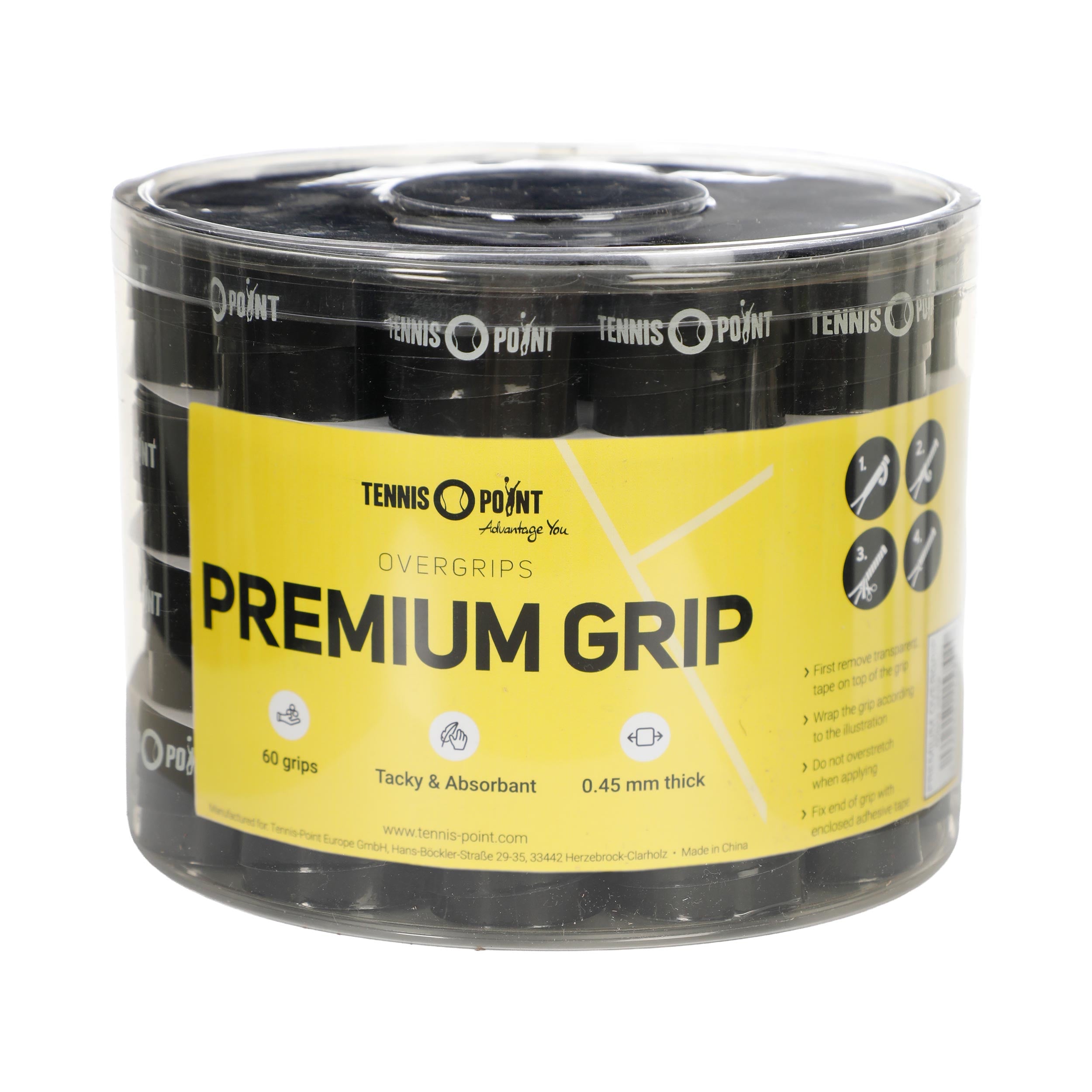 Tennis-Point Premium Grip Pack De 60-Negro