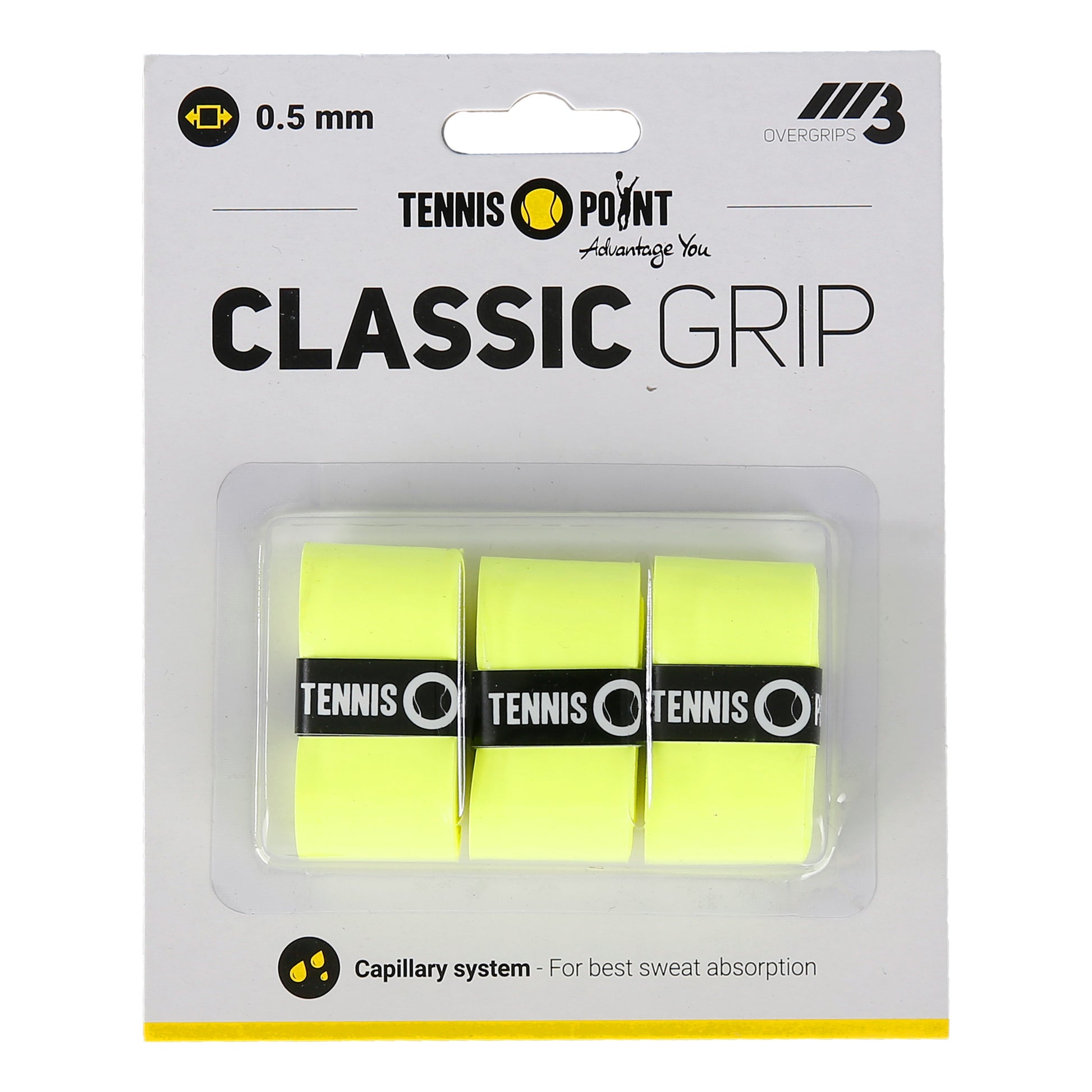 Tennis-Point Classic Grip Pack de 3 - amarillo