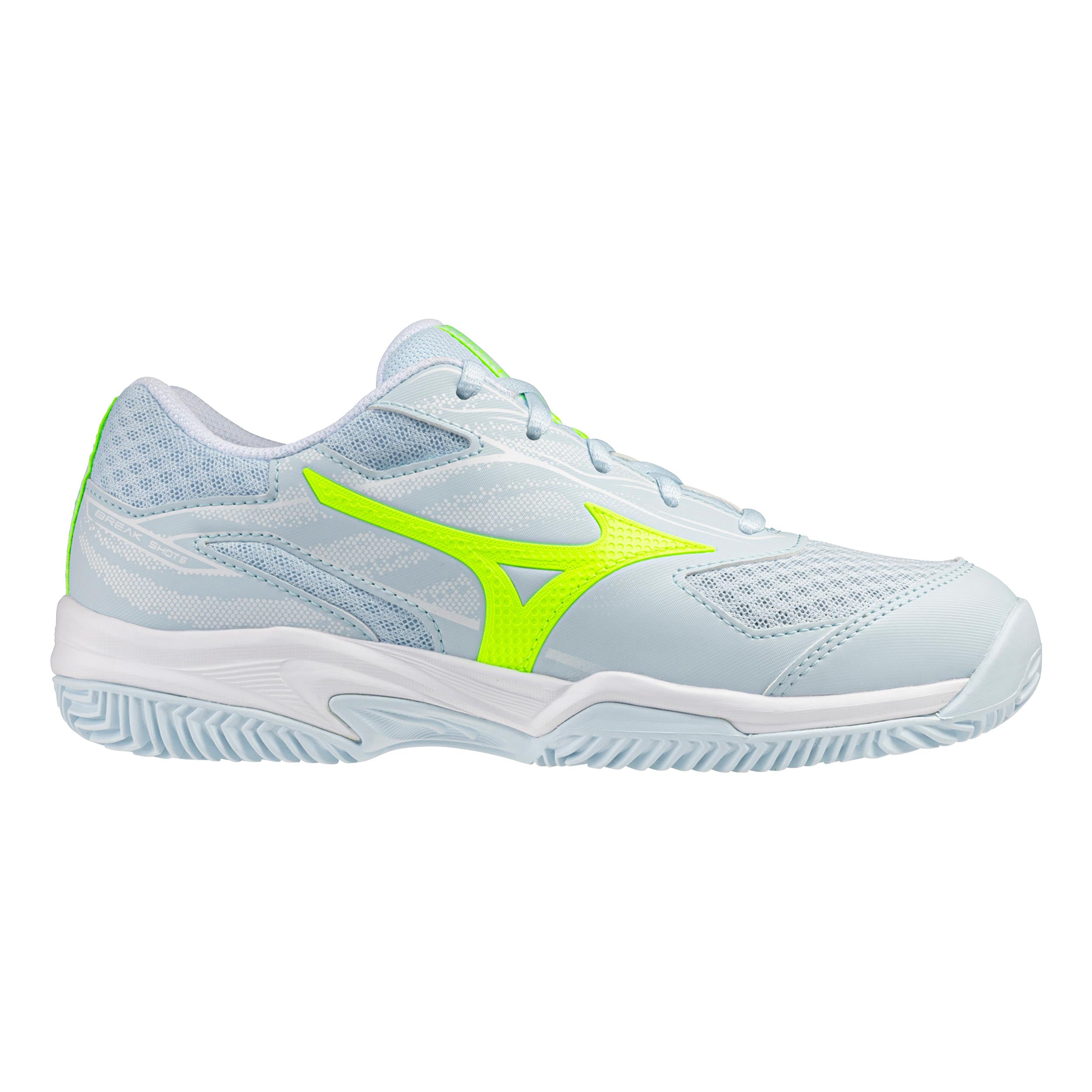Mizuno Break Shot 5 Zapatilla todas las superficies Mujeres-blanco, amarillo neón