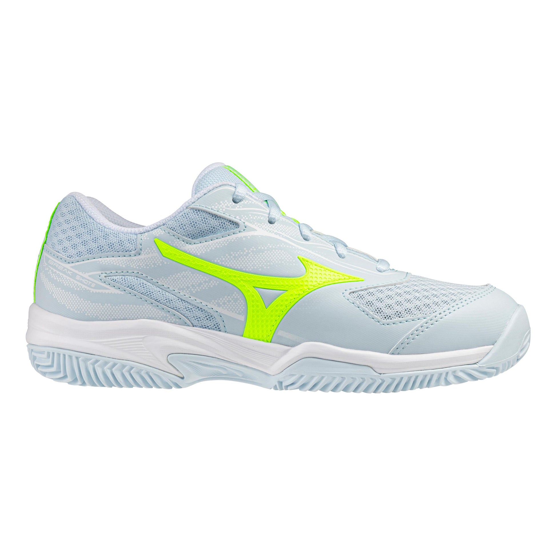 Mizuno Break Shot 5 Zapatilla todas las superficies Mujeres-blanco, amarillo neón