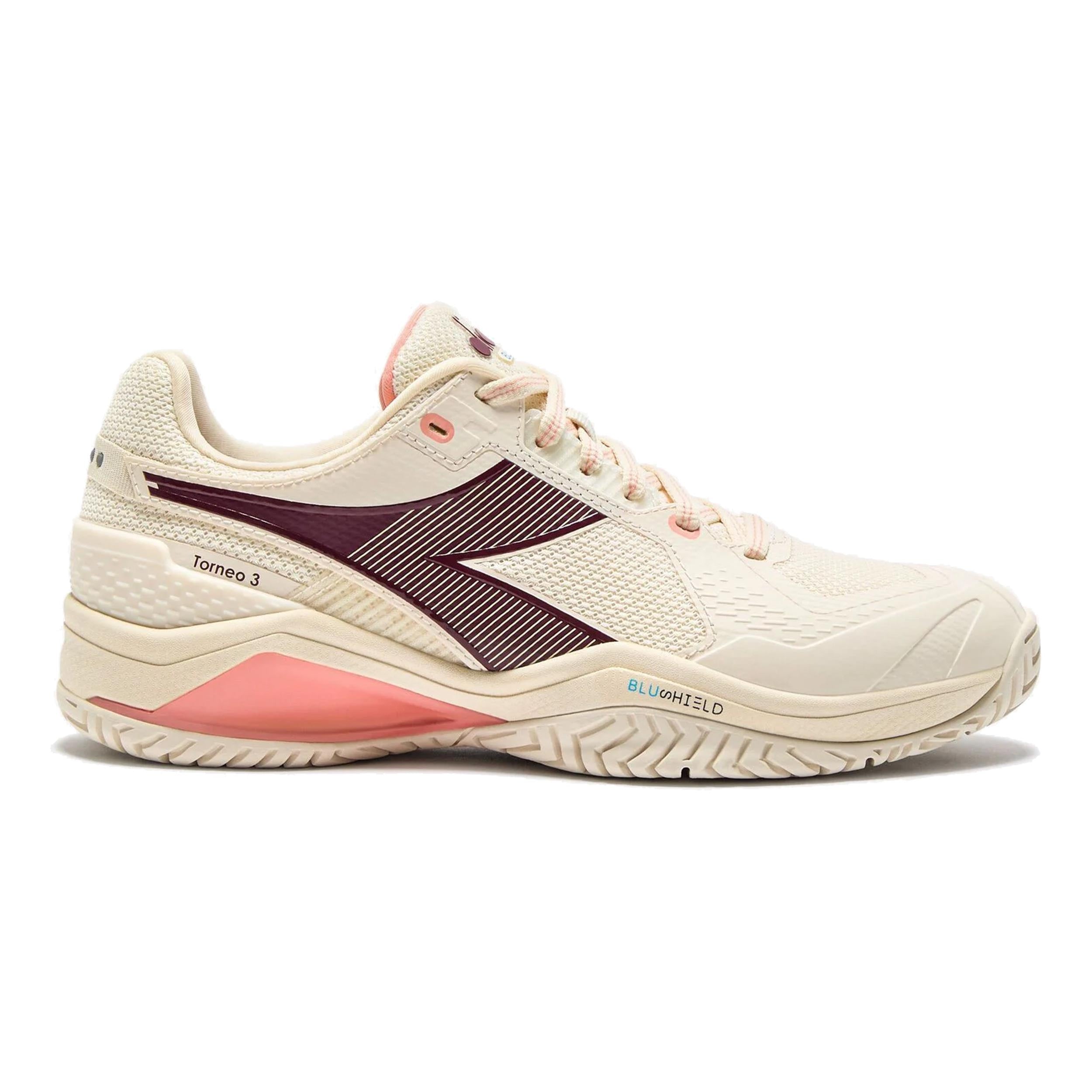 Diadora Blushield Torneo 3 Zapatilla Todas Las Superficies Mujeres-Blanco,Rojo Oscuro