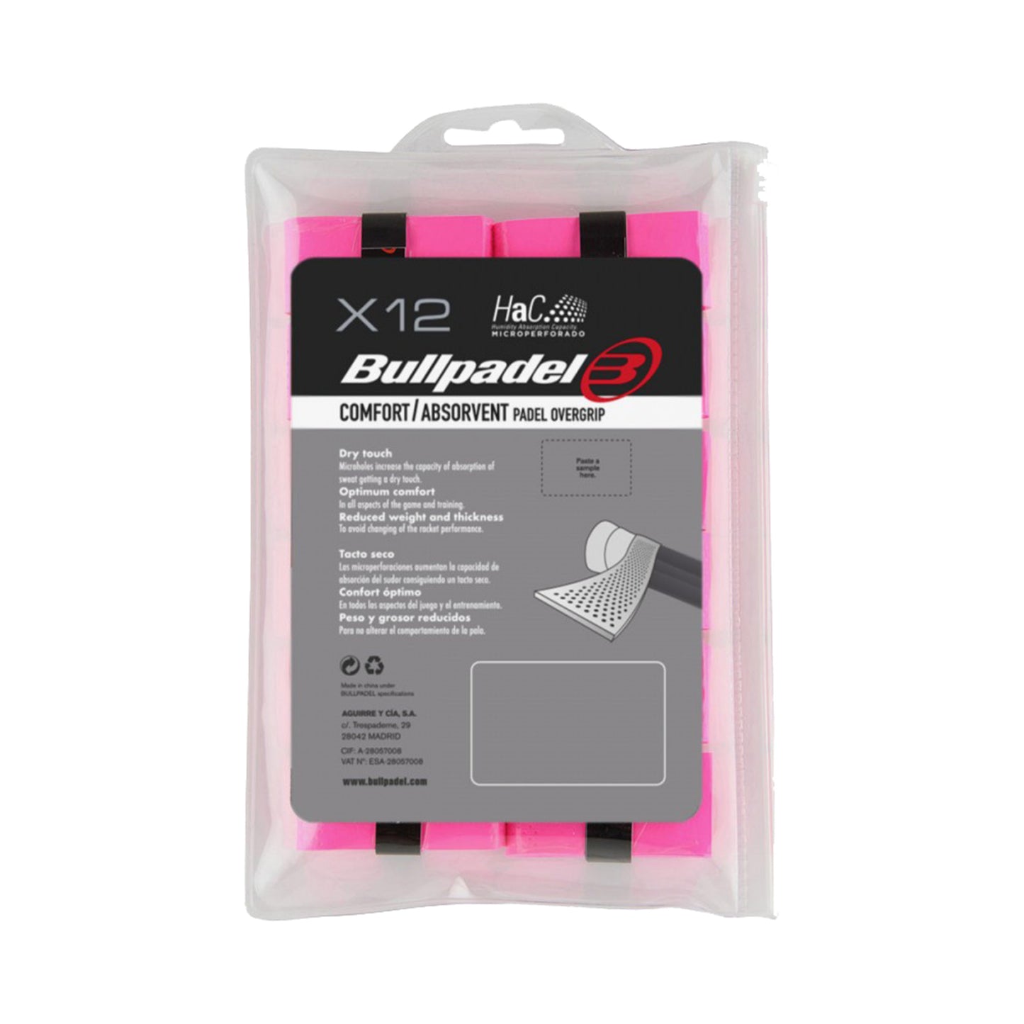 Bullpadel GB-1601 PACK 12 COMFORT ABSORBENT-Rosa