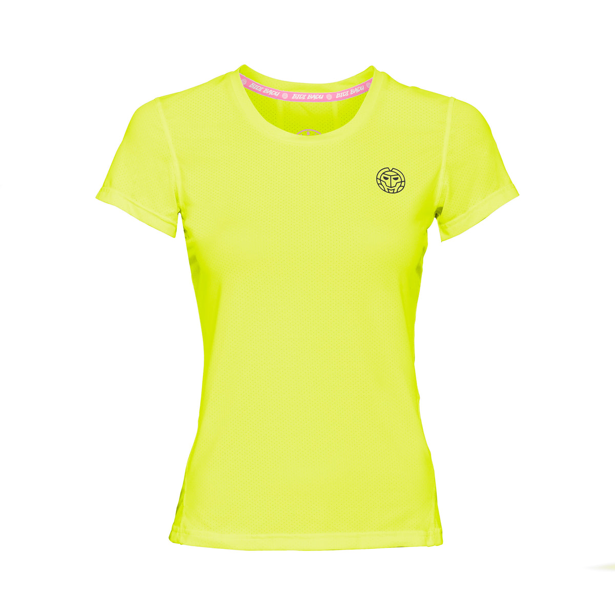 BIDI BADU Calla Tech Roundneck Camiseta De Manga Corta Chicas-Amarillo Neón,Negro