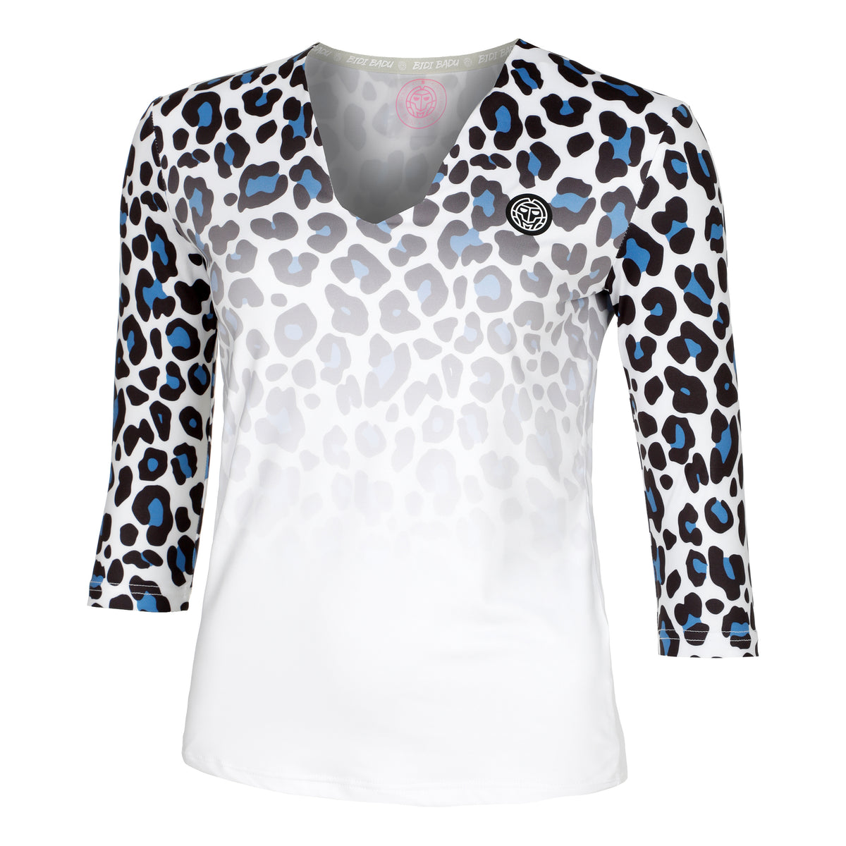 BIDI BADU Leoparty Styles V-Neck Camiseta de manga larga Mujeres - blanco, negro