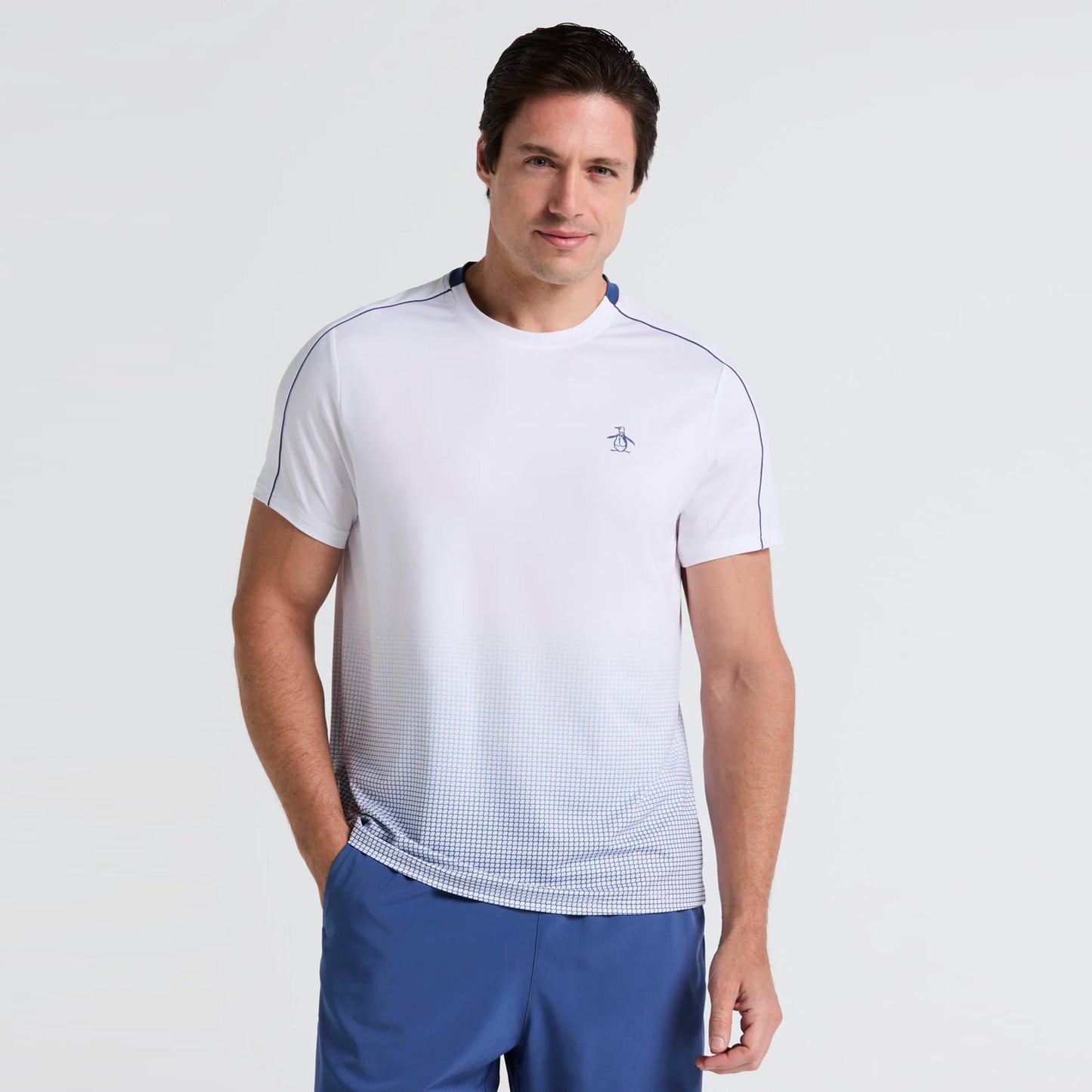 Original Penguin Performance Net Block Camiseta De Manga Corta Hombres-Blanco