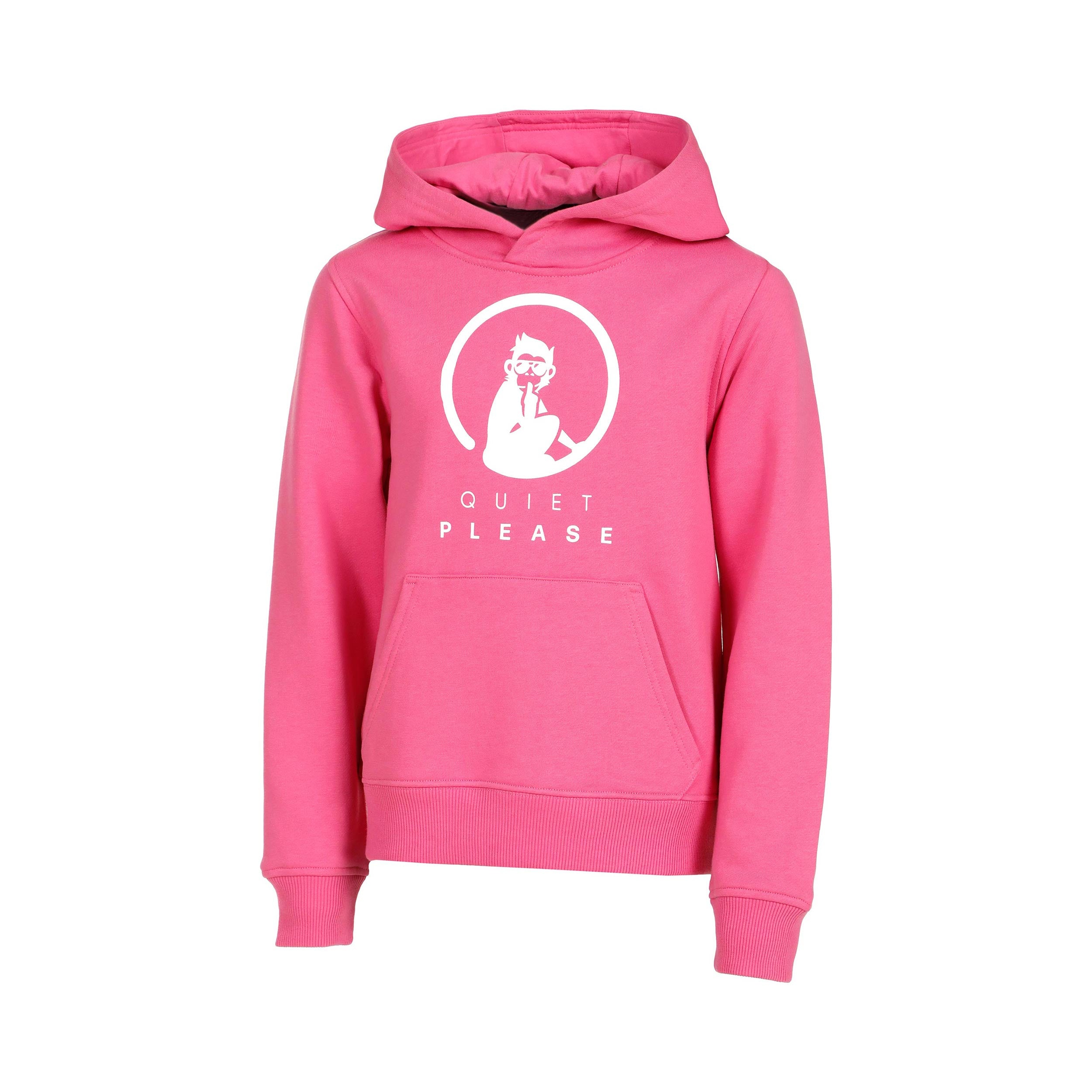 Quiet Please Baseline Logo Sudadera Con Capucha Chicas-Rosa