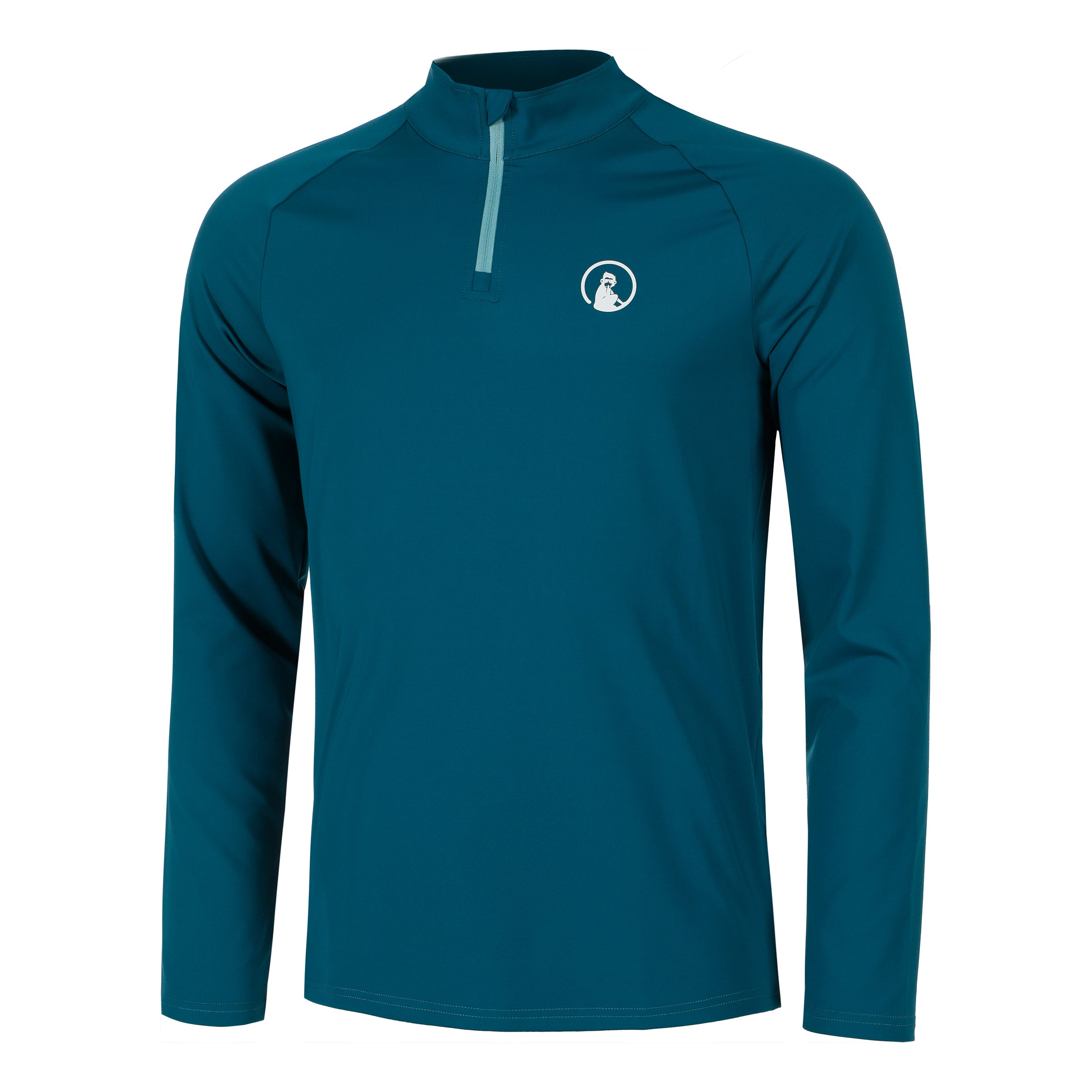 Quiet Please Create Big Serve 1/4 Zip Camiseta De Manga Larga Hombres-Color Petróleo,Blanco