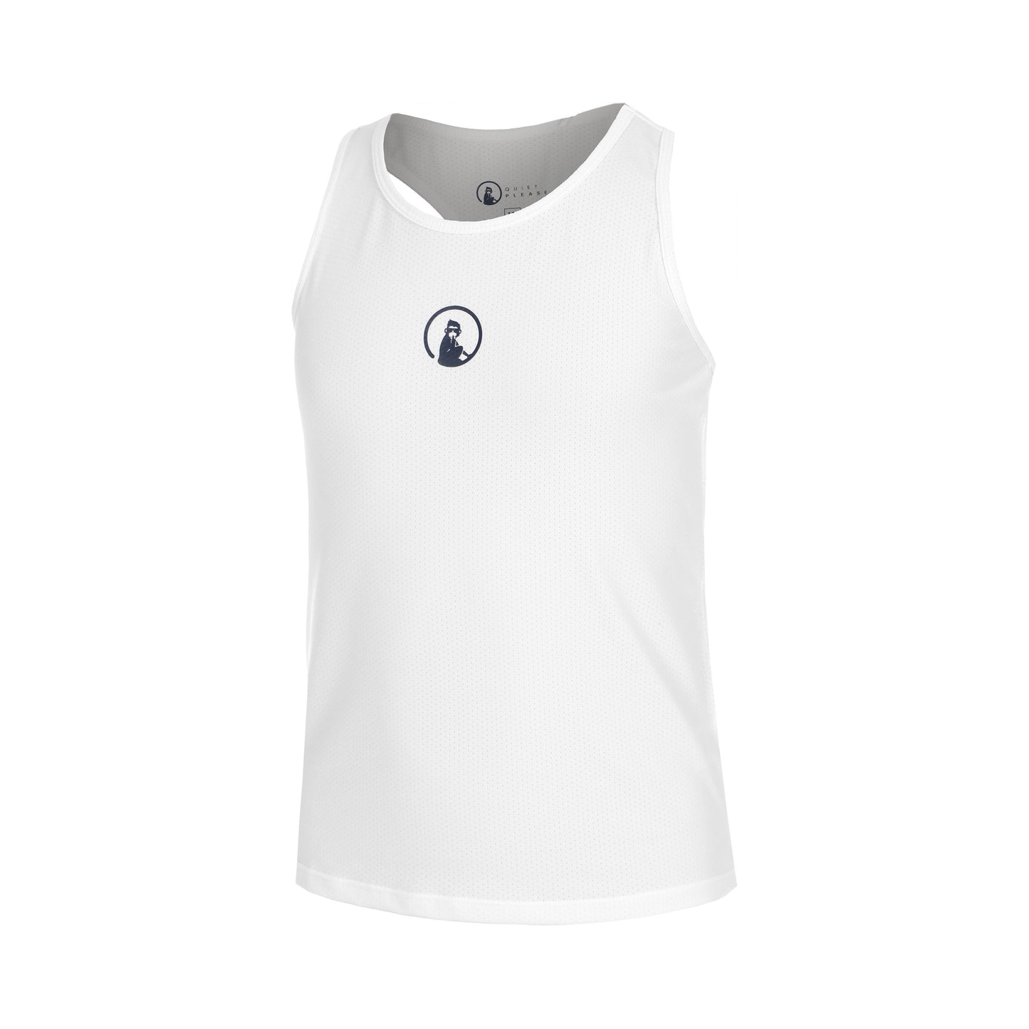 Quiet Please Racerback Camiseta De Tirantes Chicas-Blanco,Azul Oscuro