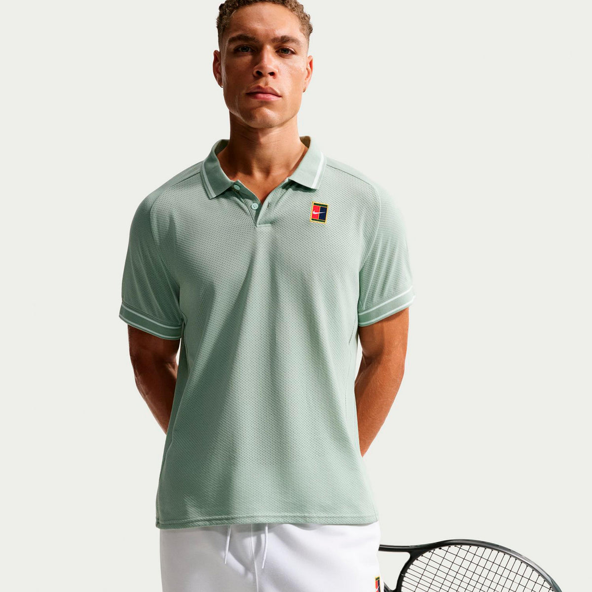 Nike Court Heritage Polo Hombres - verde gris