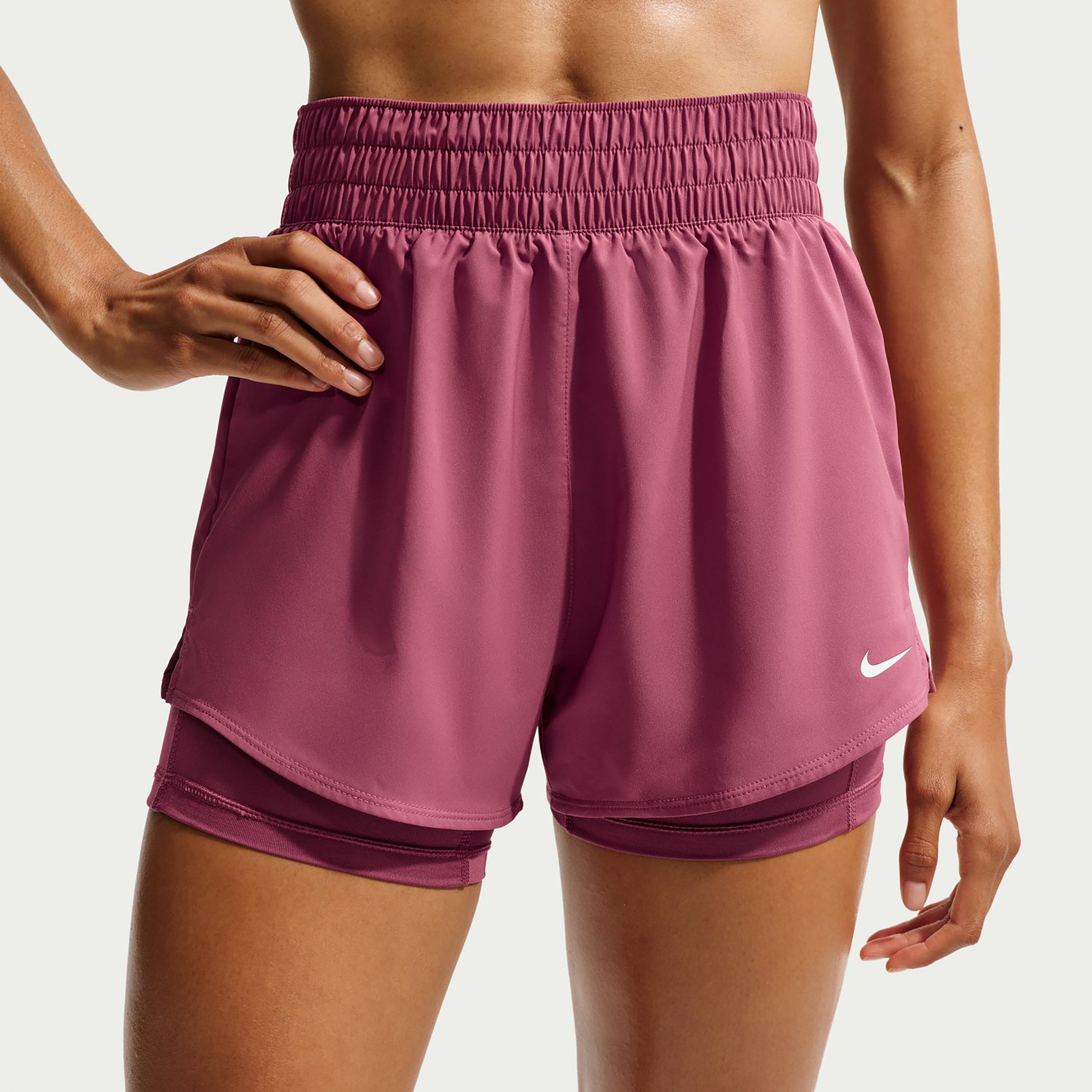 Nike Dri-Fit One High Rise 2in1 3in Shorts Mujeres - malva