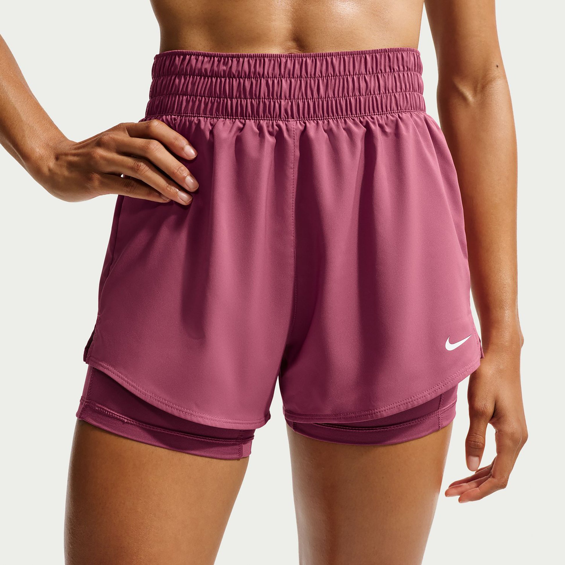 Nike Dri-Fit One High Rise 2in1 3in Shorts Mujeres - malva