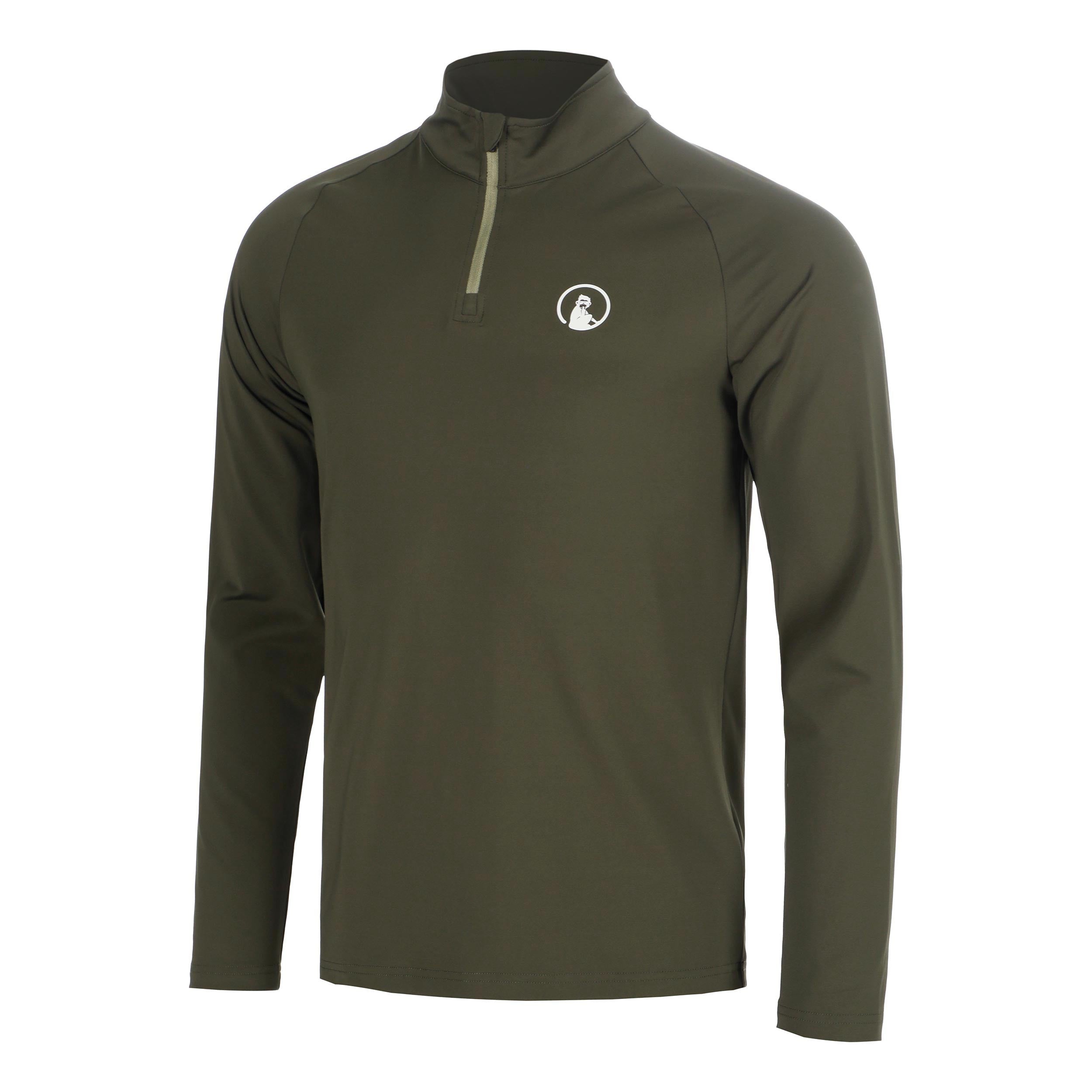Quiet Please Memories Big Serve 1/4 Zip Camiseta de manga larga Hombres - verde oscuro