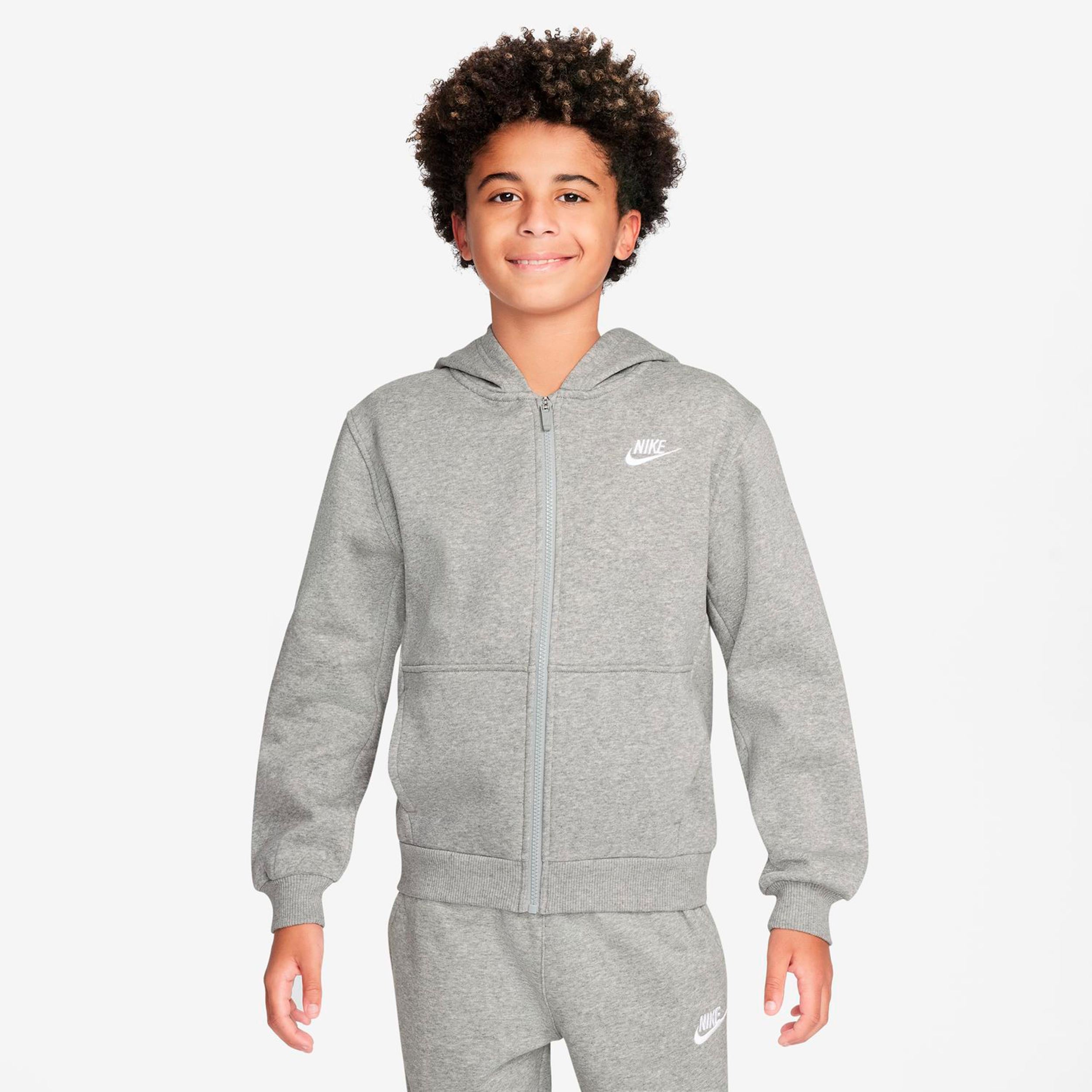 Nike Club Fleece Full-Zip Sudadera con cremallera Niños - gris