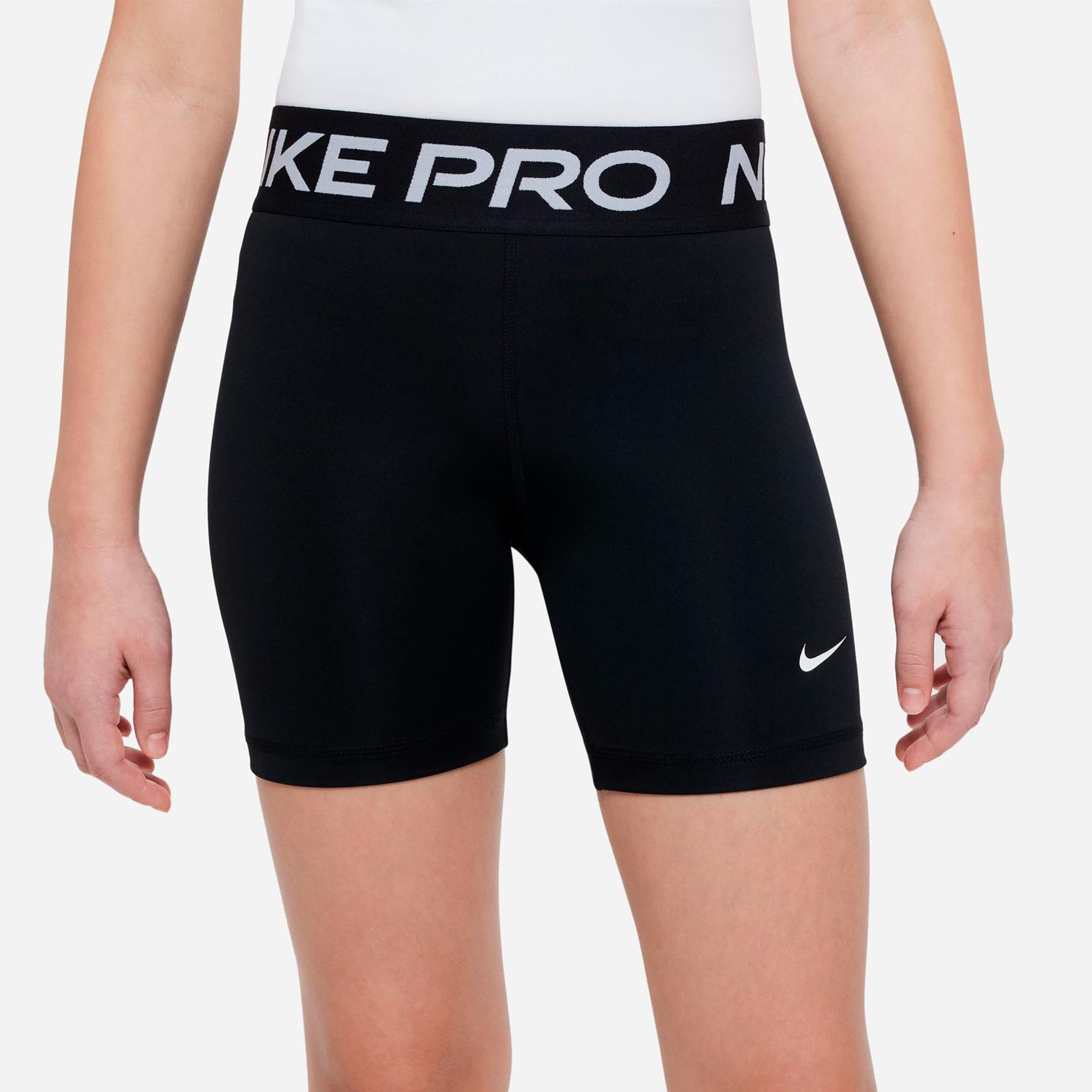 Nike Dri-Fit Pro 5in Malla Chicas - negro, blanco