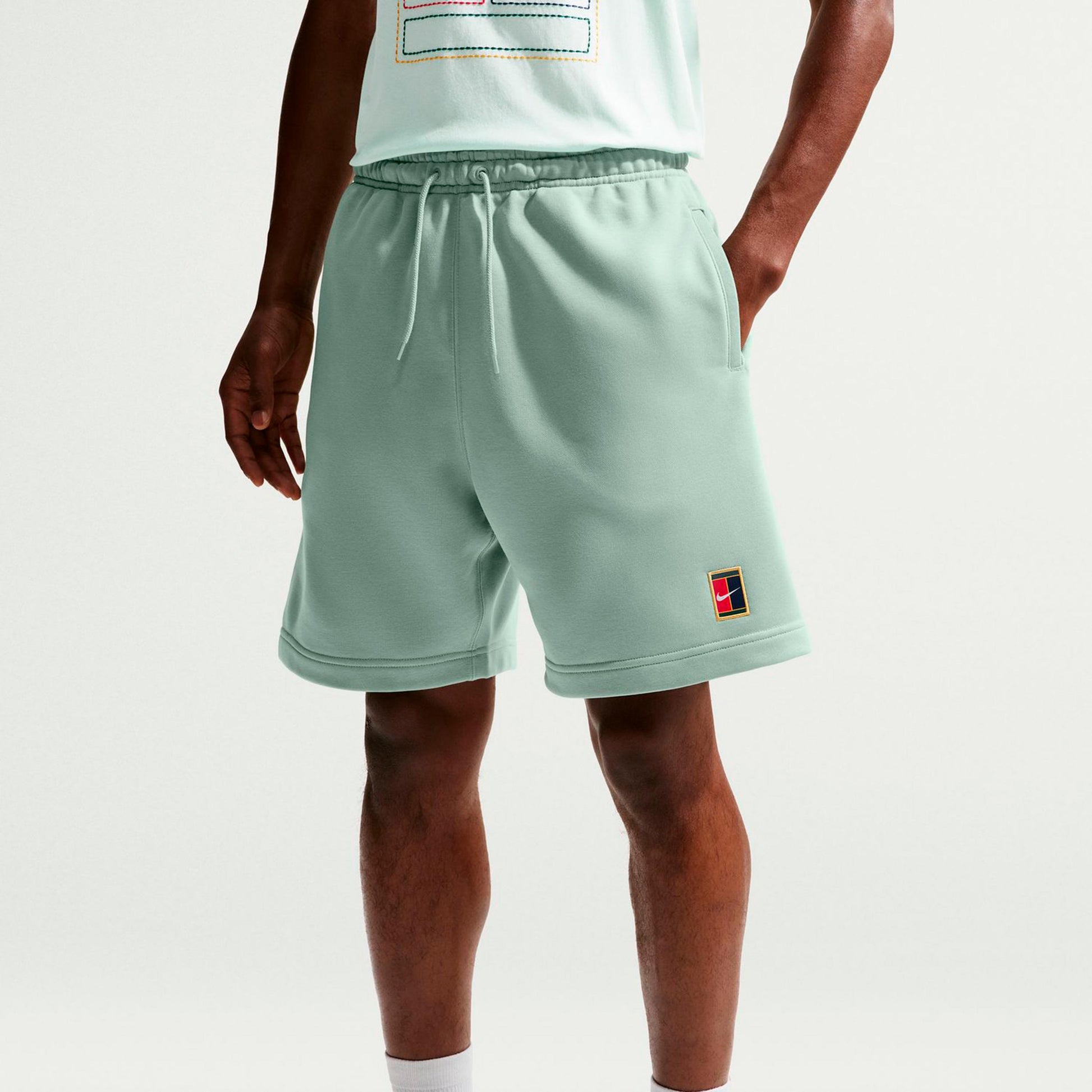 Nike Court Dri-Fit Heritage Fleece Shorts Hombres - blanco rot
