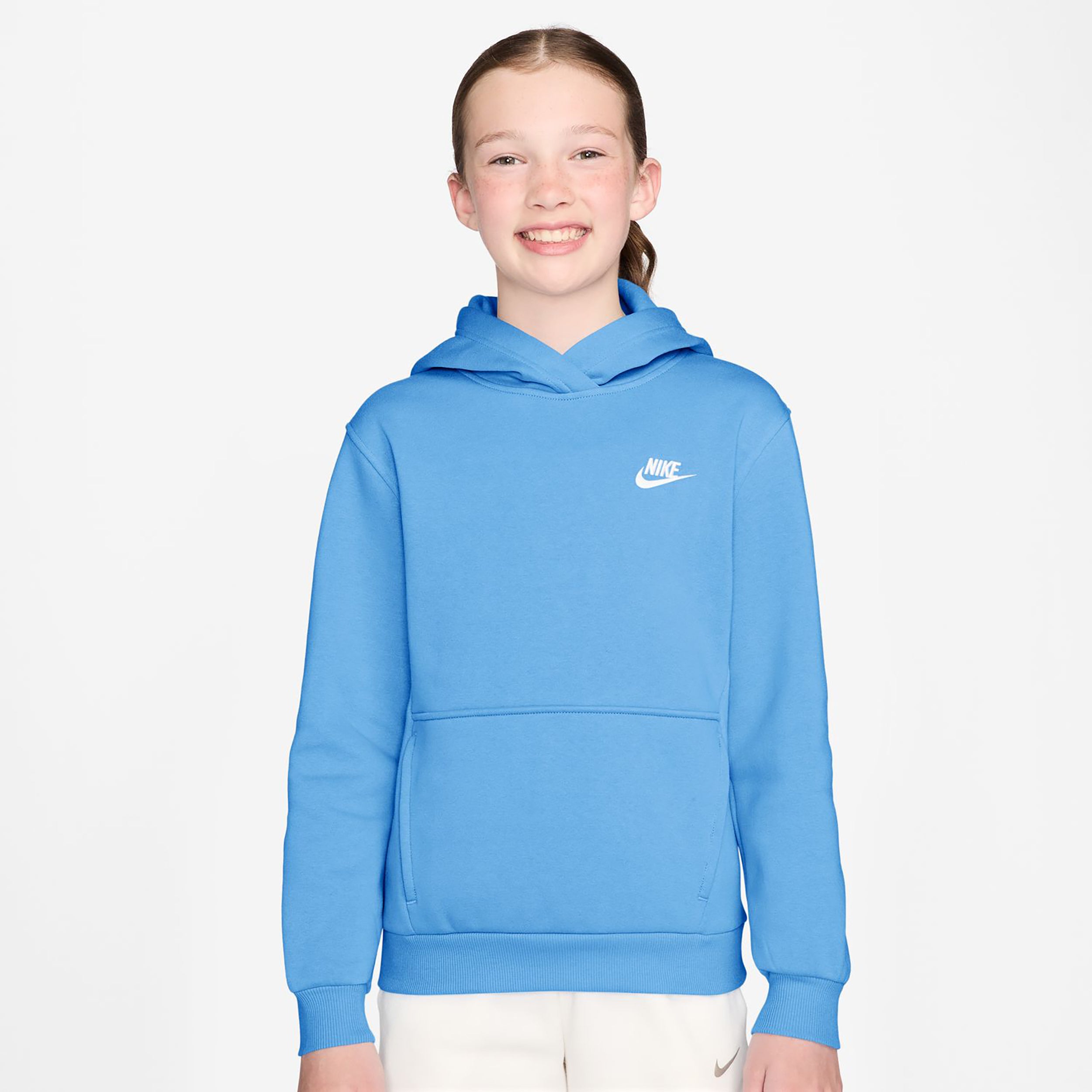Nike Club Fleece Sudadera con capucha Niños - azul claro, blanco