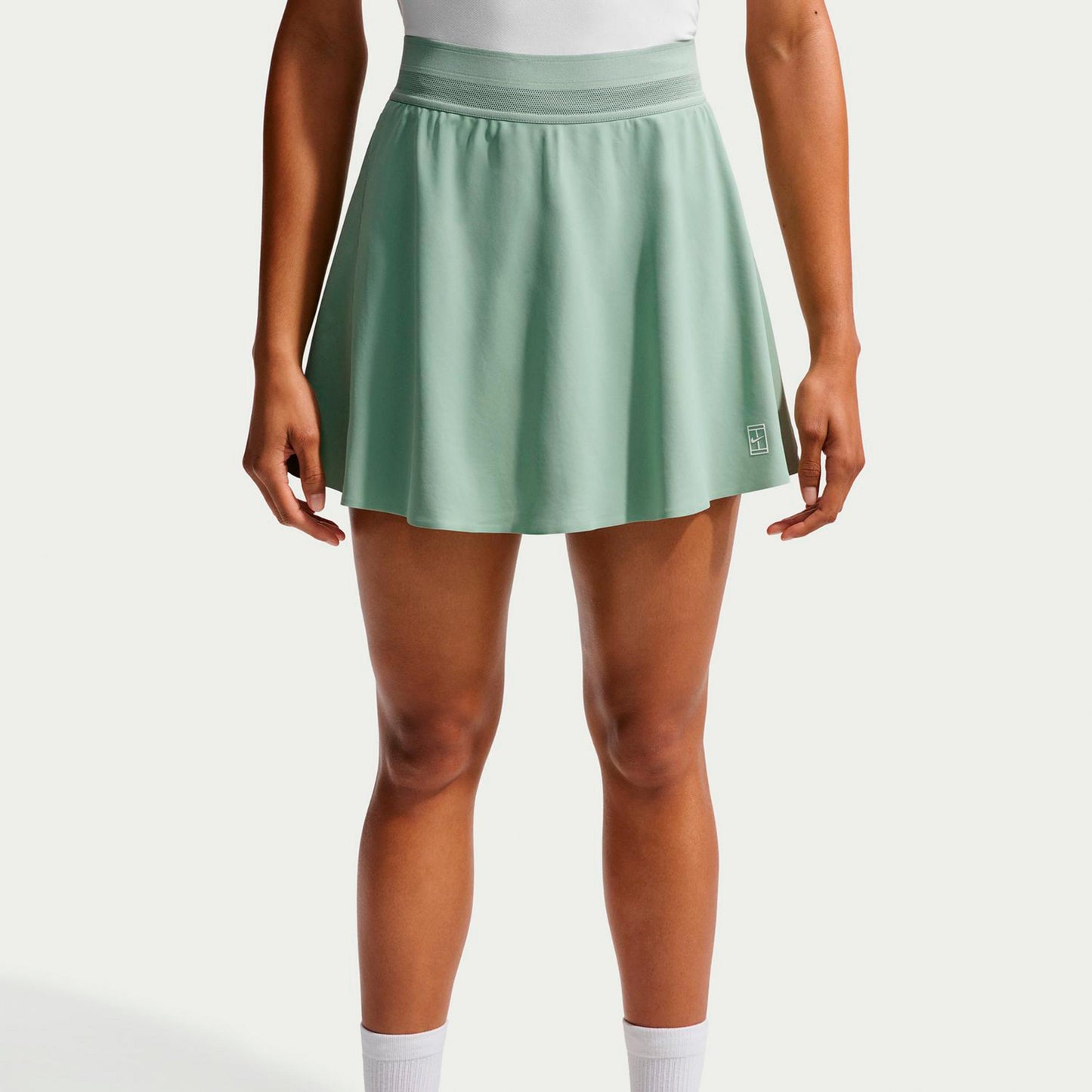 Nike Court Dri-FIT Advantage Ace High Rise Falda Mujeres - verde gris, blanco