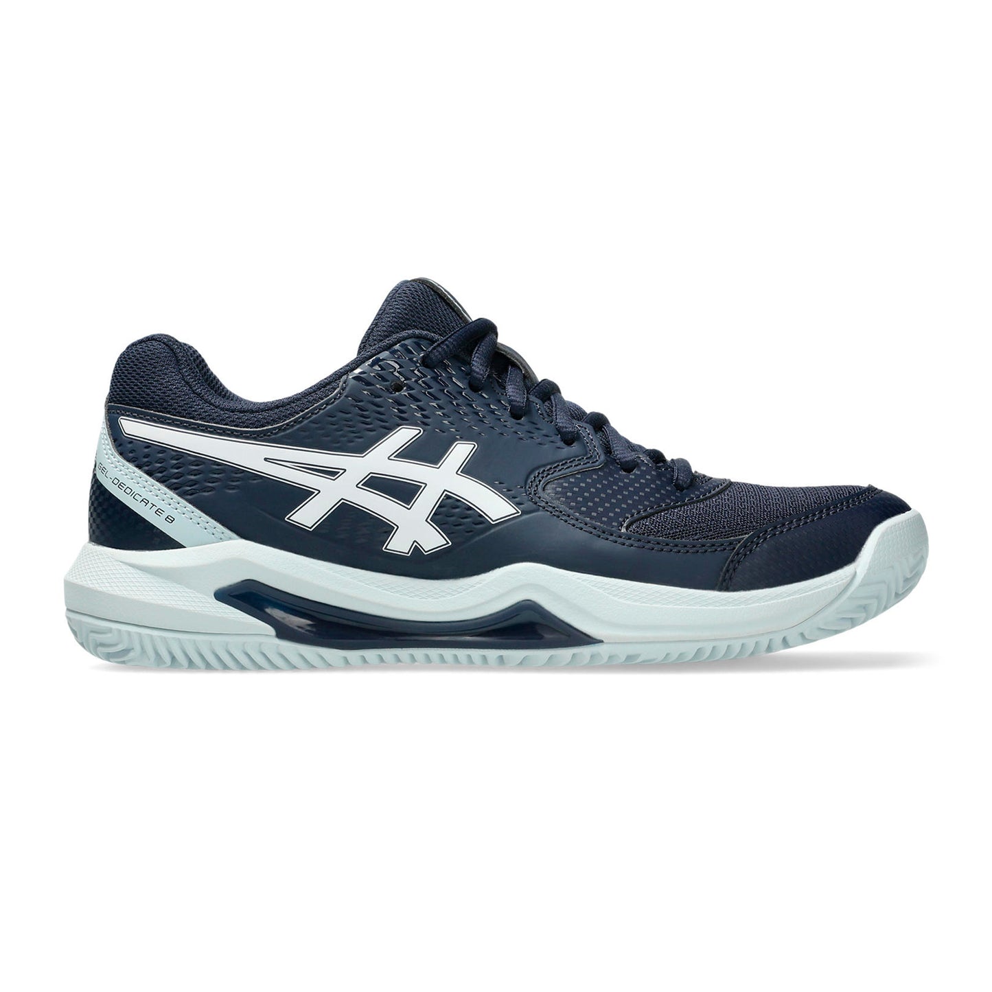 ASICS Gel-Dedicate 8 Zapatilla tierra batida Mujeres - azul oscuro, blanco