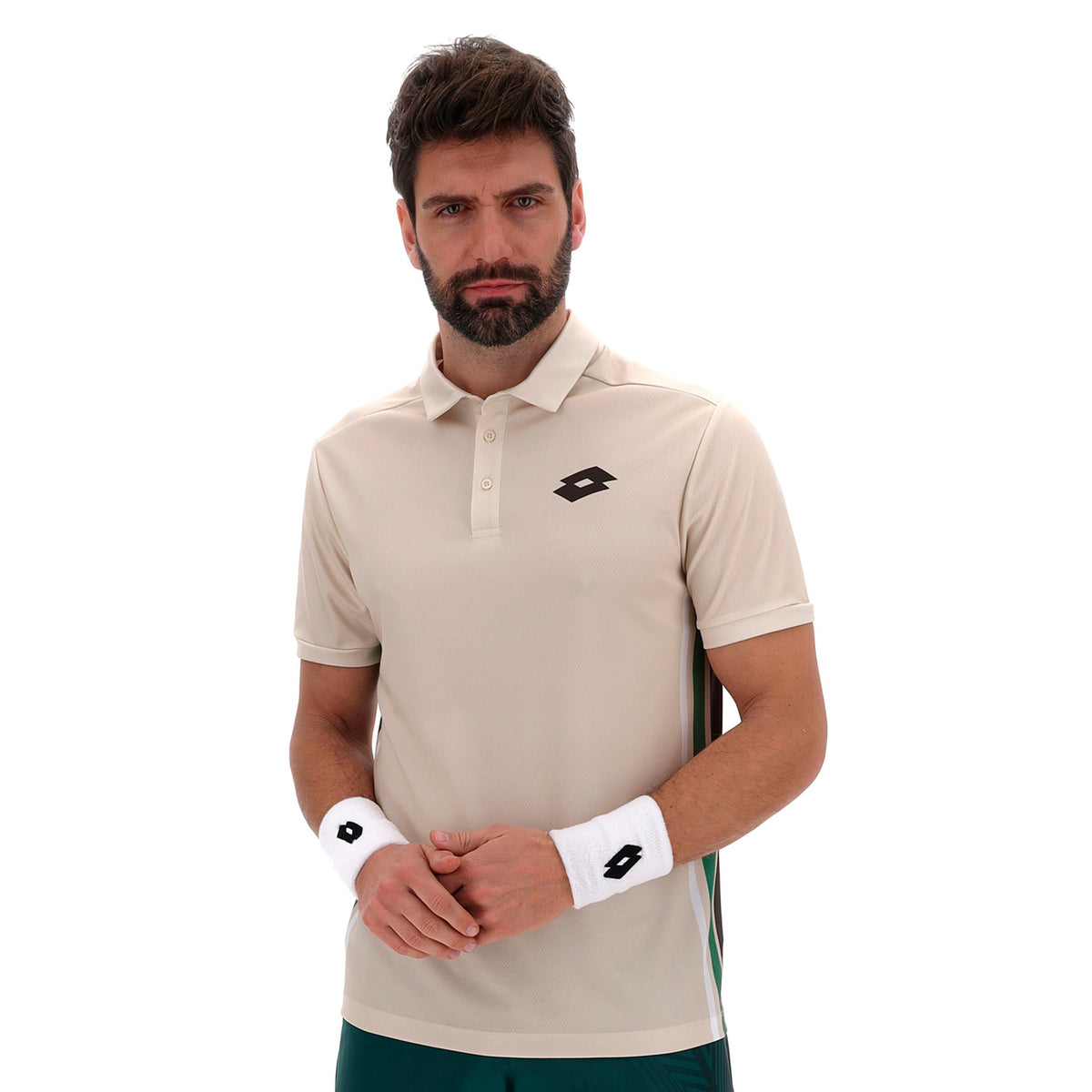 Lotto Tech VI Polo Hombres - crema, color petróleo