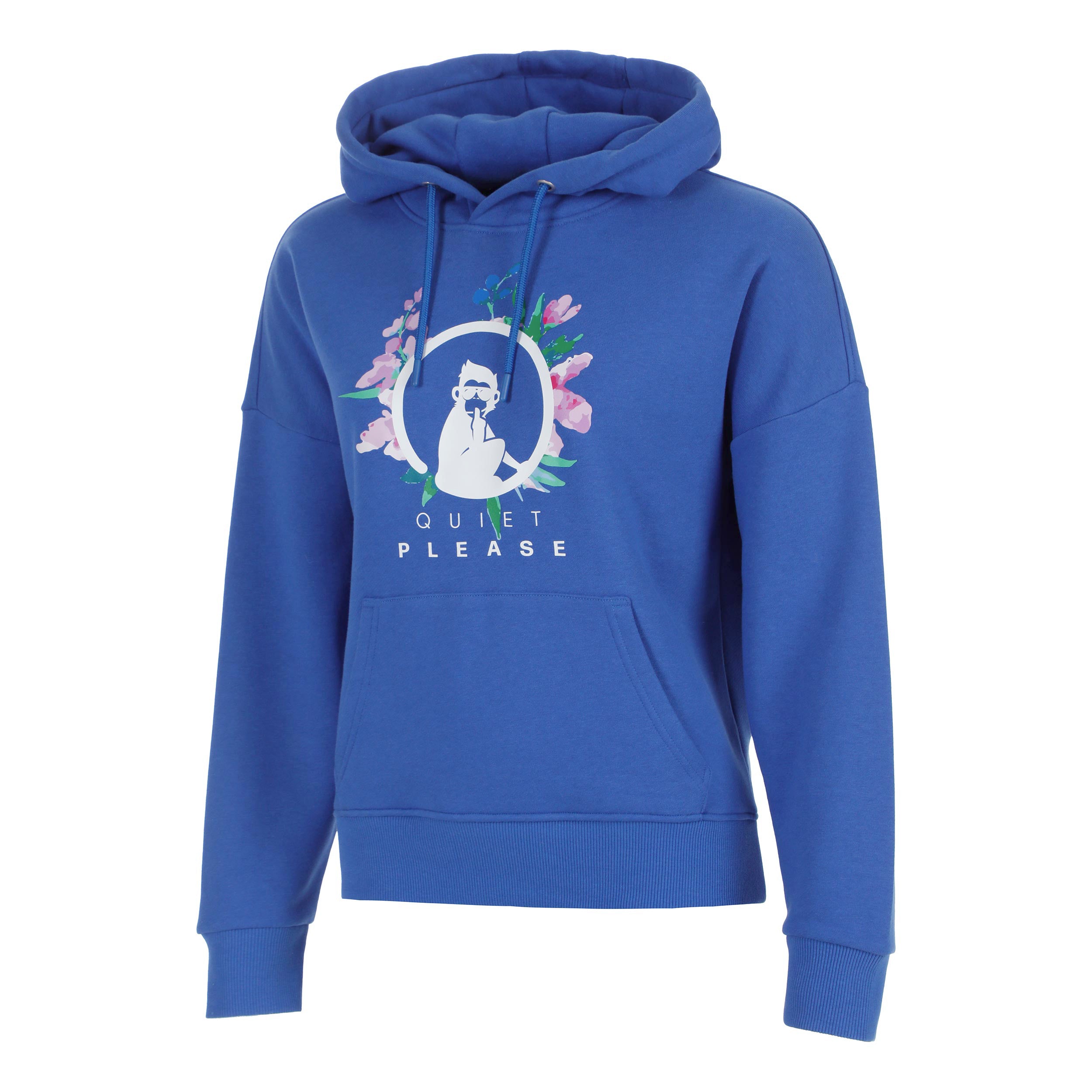 Quiet Please Crush Flower Logo Sudadera con capucha Mujeres-azul, blanco