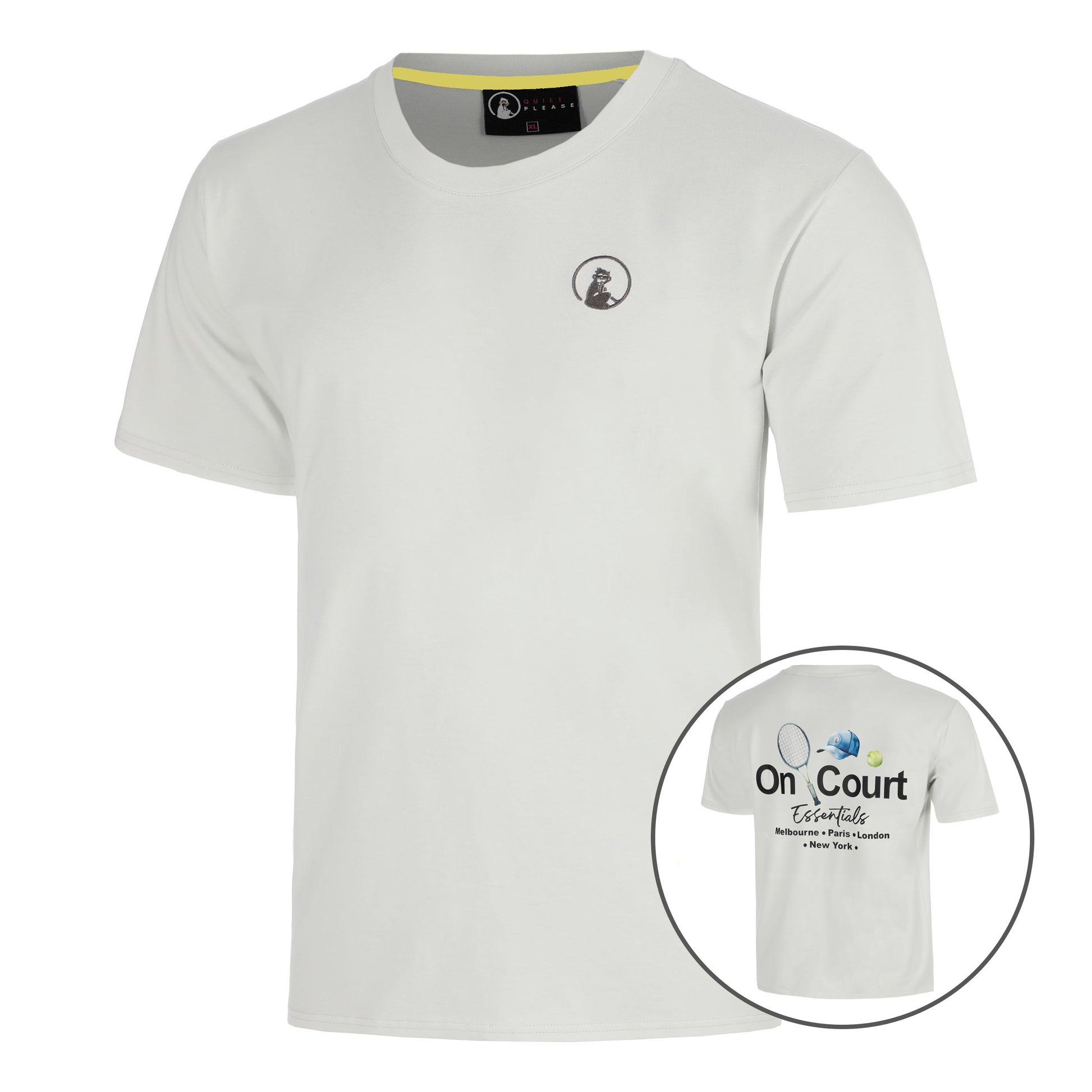 Quiet Please Crush On Court Essentials Camiseta de manga corta Hombres-gris claro, negro