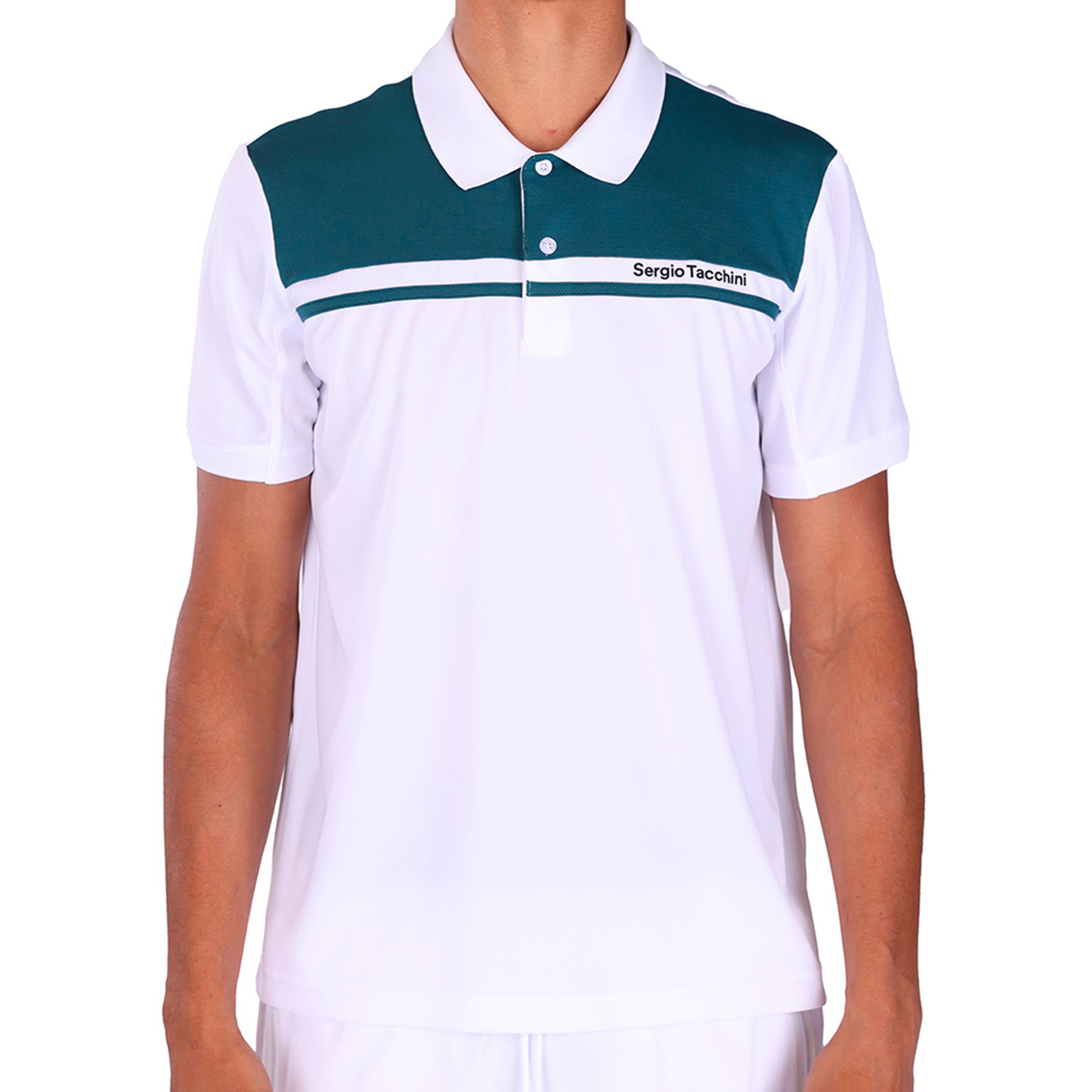 Sergio Tacchini Riflesso Polo Hombres - blanco, color petróleo