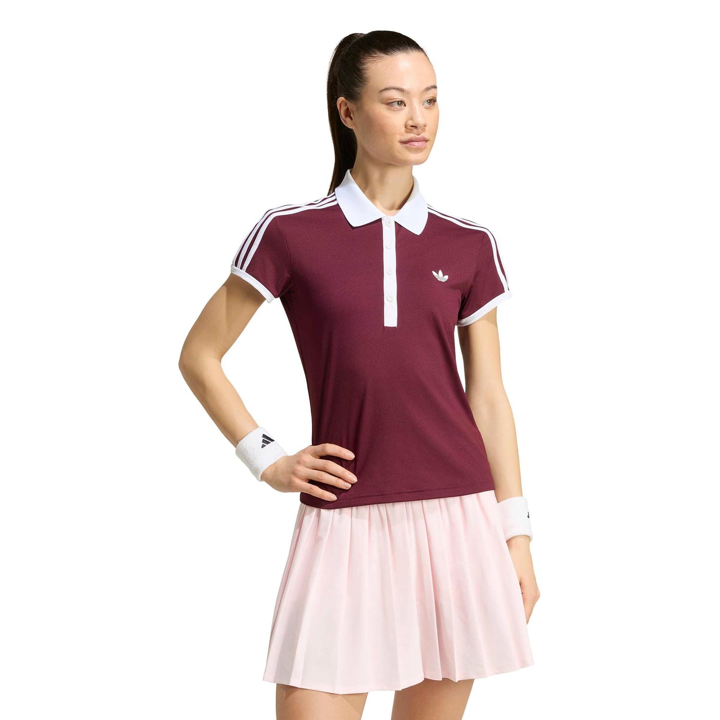 adidas Classics Polo Mujeres - rojo vino, blanco