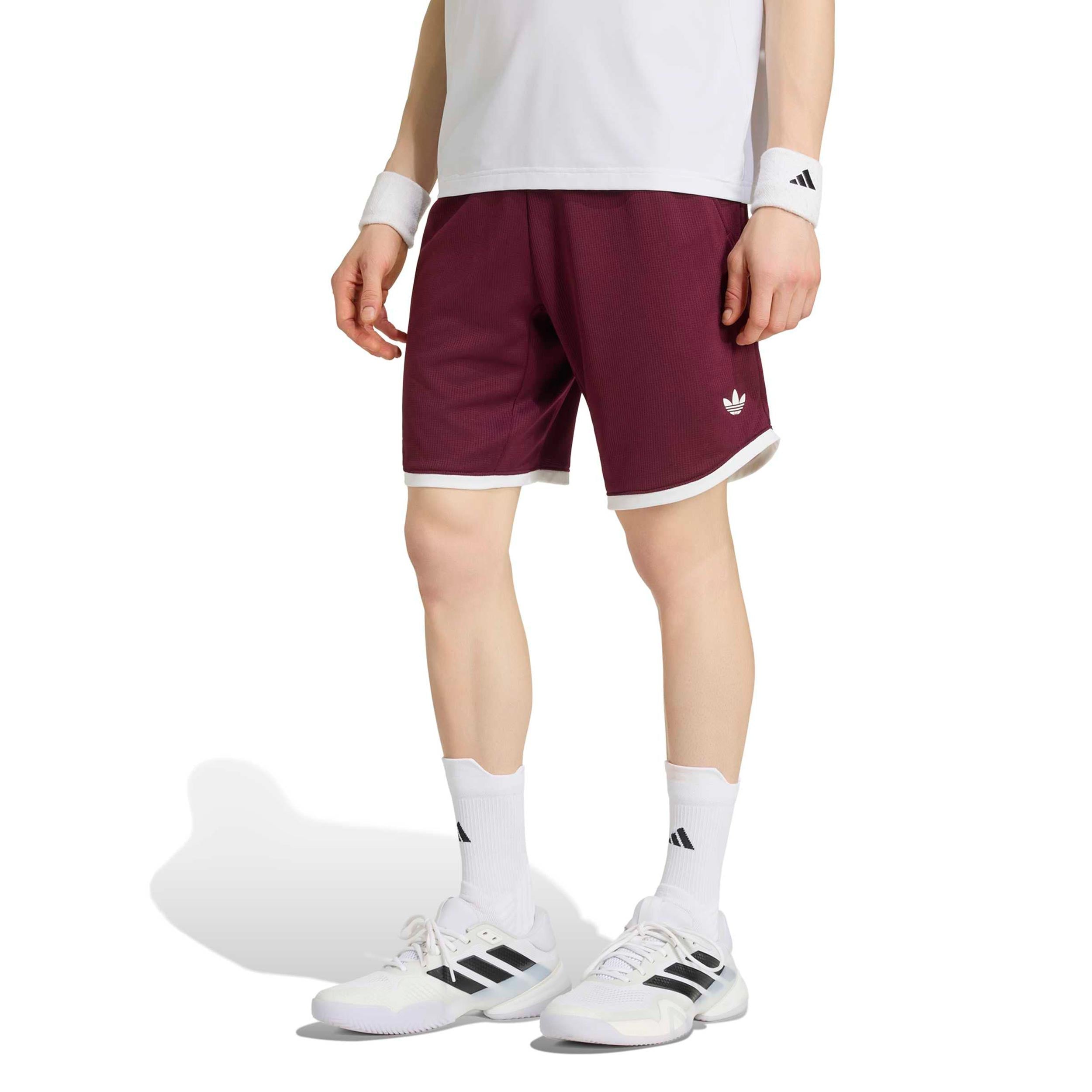 adidas Classics 9Inch Shorts Hombres - rojo vino, blanco
