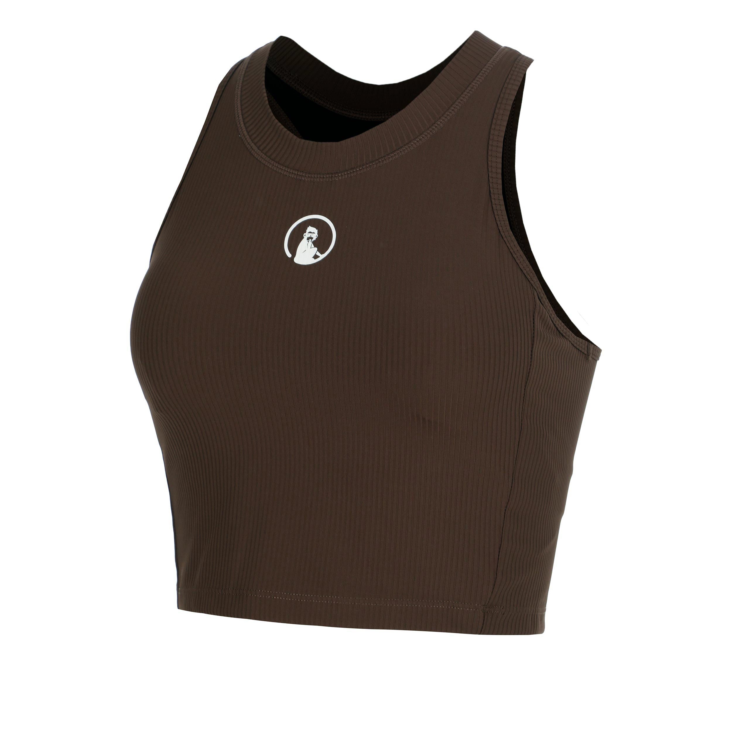 Quiet Please Memories Rib Crop Camiseta de tirantes Mujeres - marrón