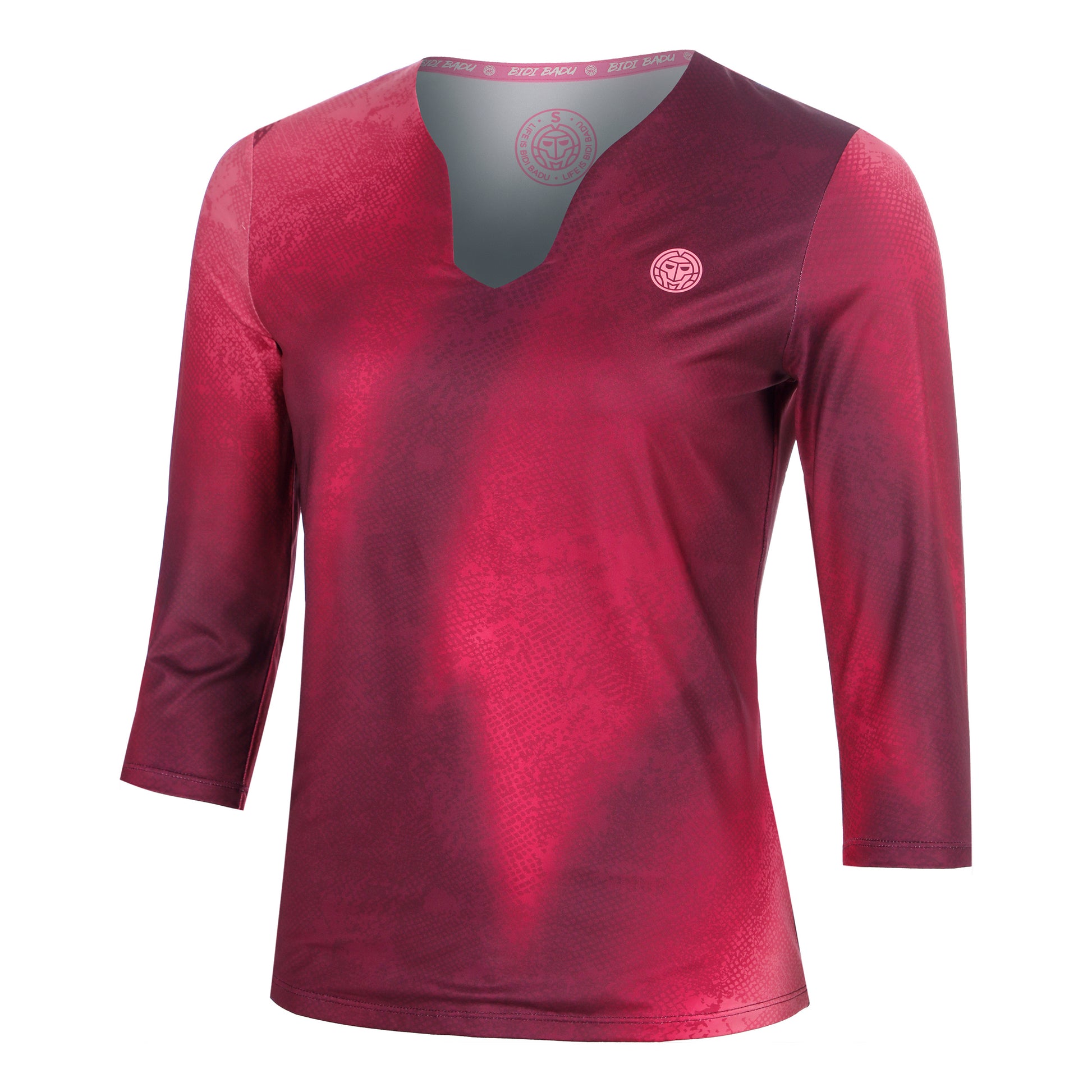 BIDI BADU Freeze Out V-Neck Printed  Camiseta de manga larga Mujeres - rojo oscuro