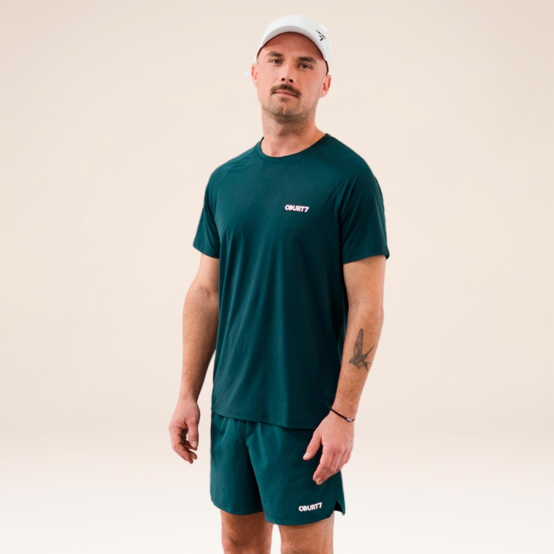 COURT7 Performance Solid Camiseta de manga corta Hombres - verde oscuro