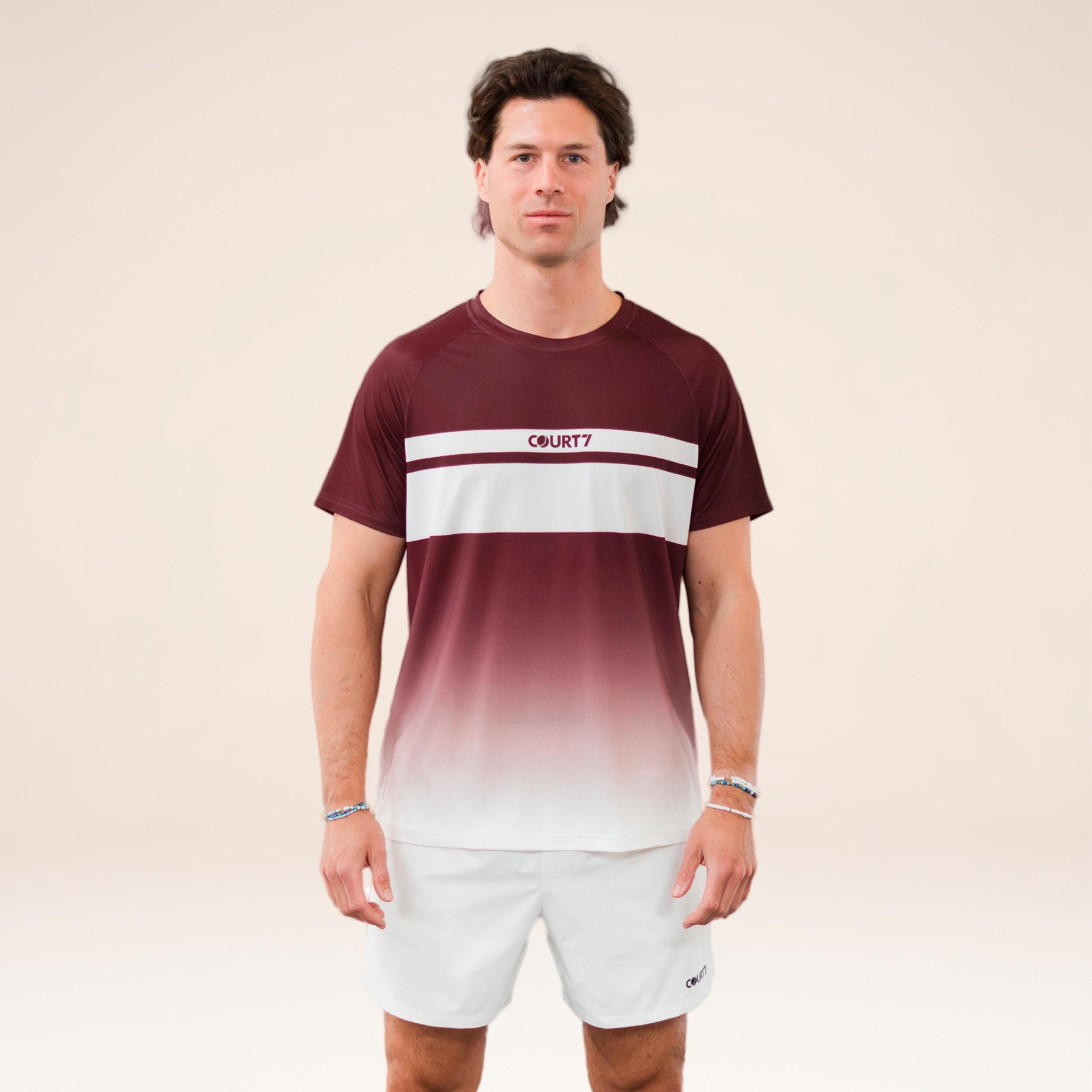 COURT7 Performance Gradient Stripe Camiseta de manga corta Hombres - rojo