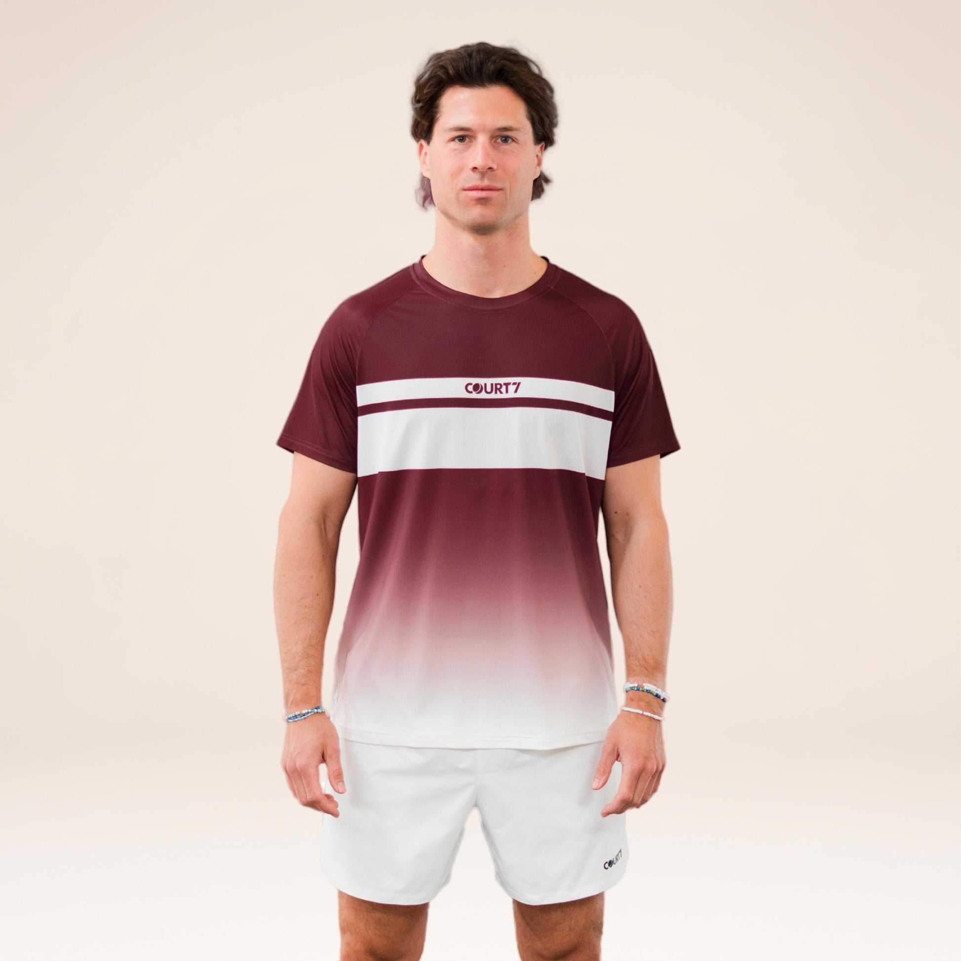 COURT7 Performance Gradient Stripe Camiseta de manga corta Hombres - rojo